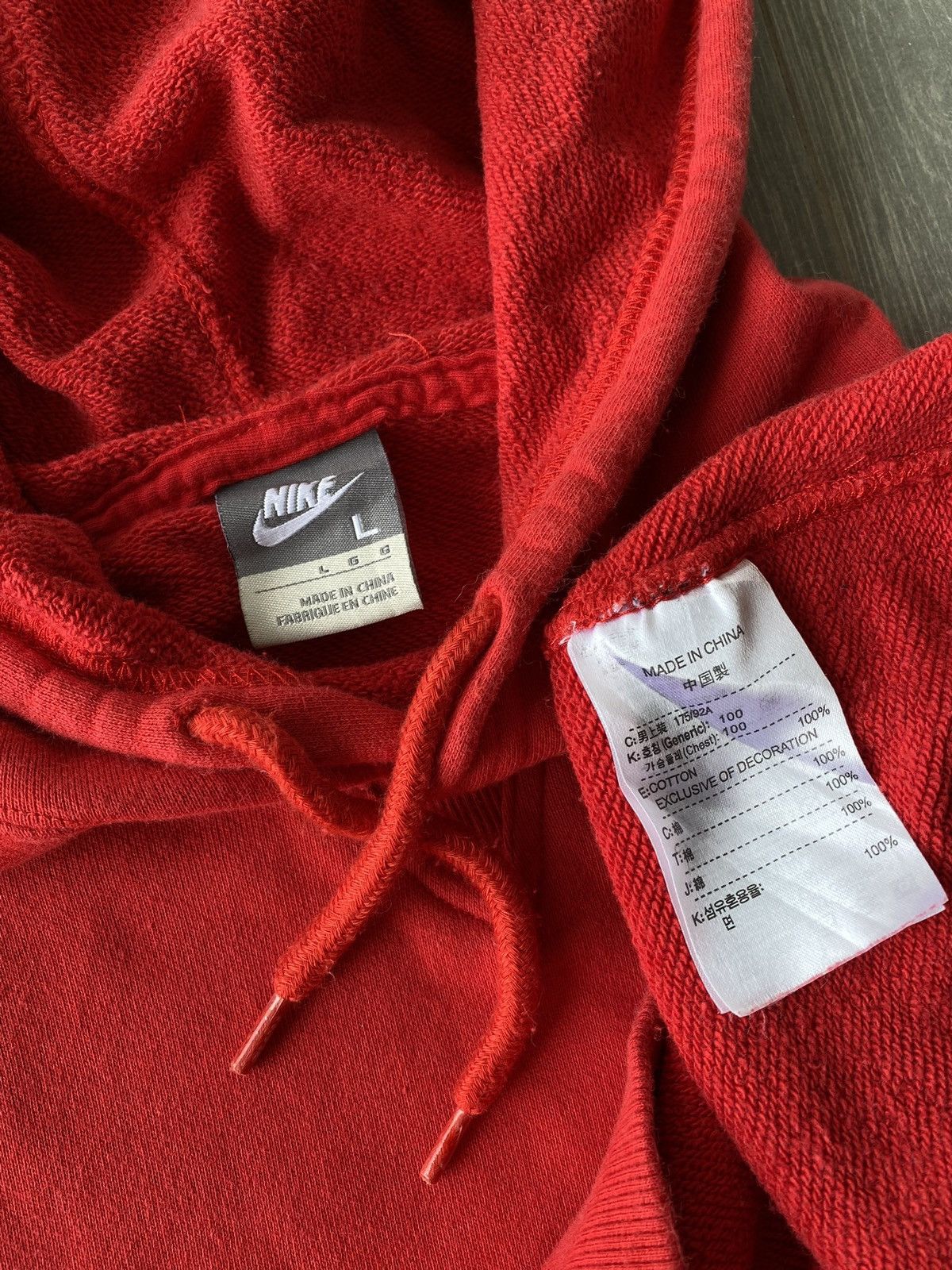 Nike × Vintage Vintage Y2K Red Nike Essential Swoosh Hoodie🍒 Size US L / EU 52-54 / 3 - 6 Thumbnail