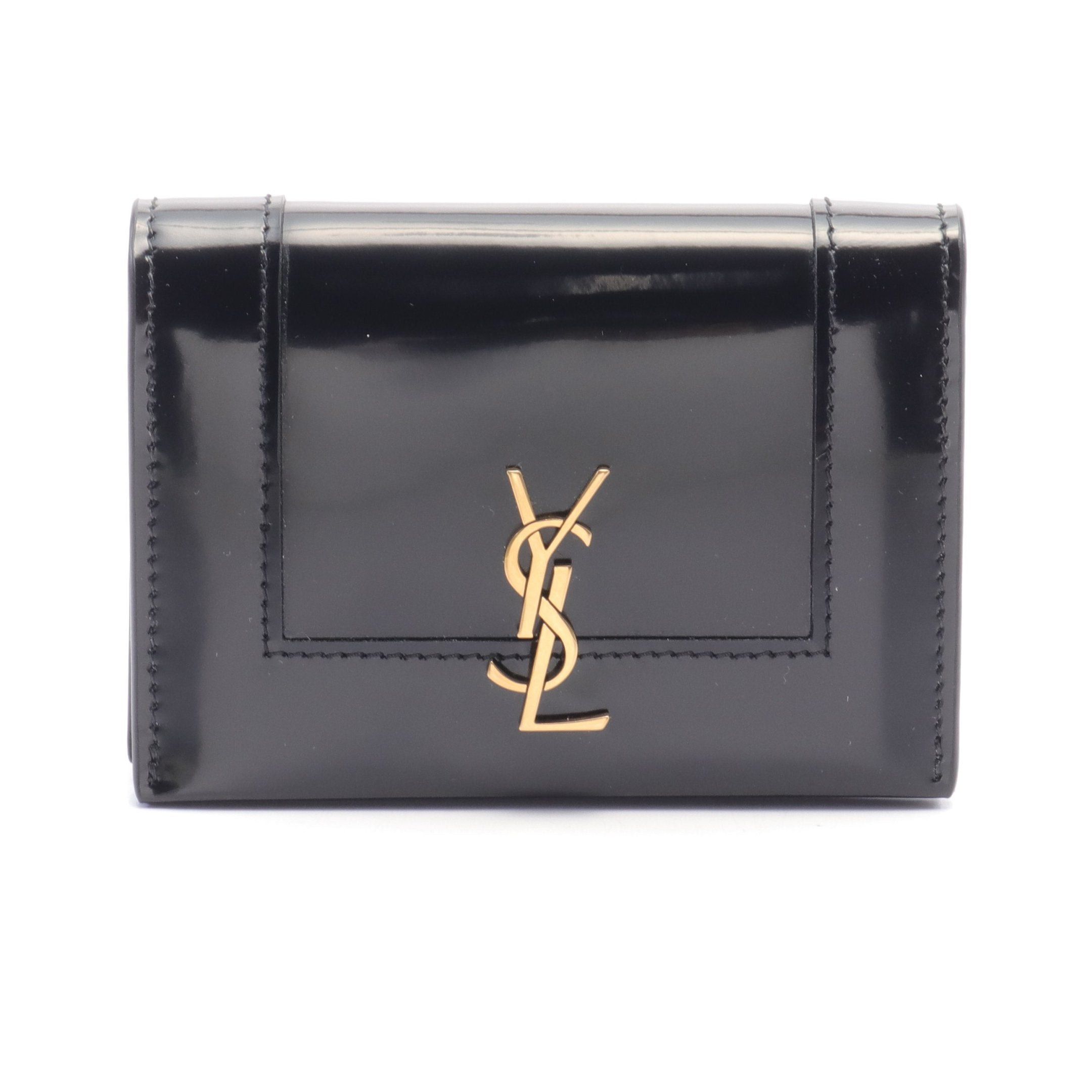 Yves Saint Laurent Yves Saint Laurent Cassandra Flap Card Case Patent Leather Black Size ONE SIZE - 1 Thumbnail