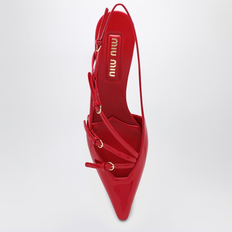 Miu Miu o1d2blof0924 Leather Slingback Decollete with Buckels in Red Size US 8 / IT 38 - 3 Thumbnail