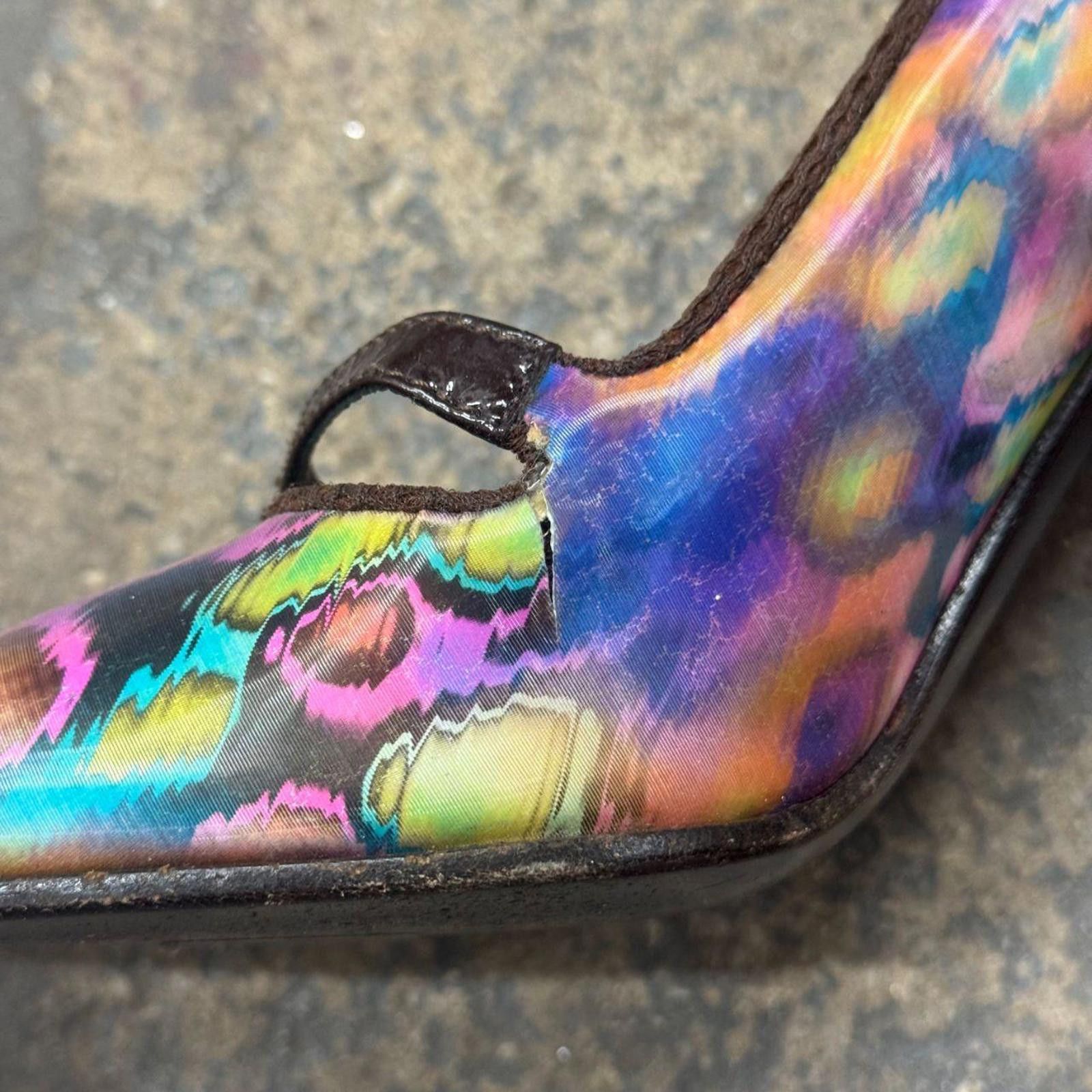 Miu Miu Archival Y2K Miu Miu Holographic Brogue Mary Jane Heels Size US 7 / IT 37 - 4 Thumbnail