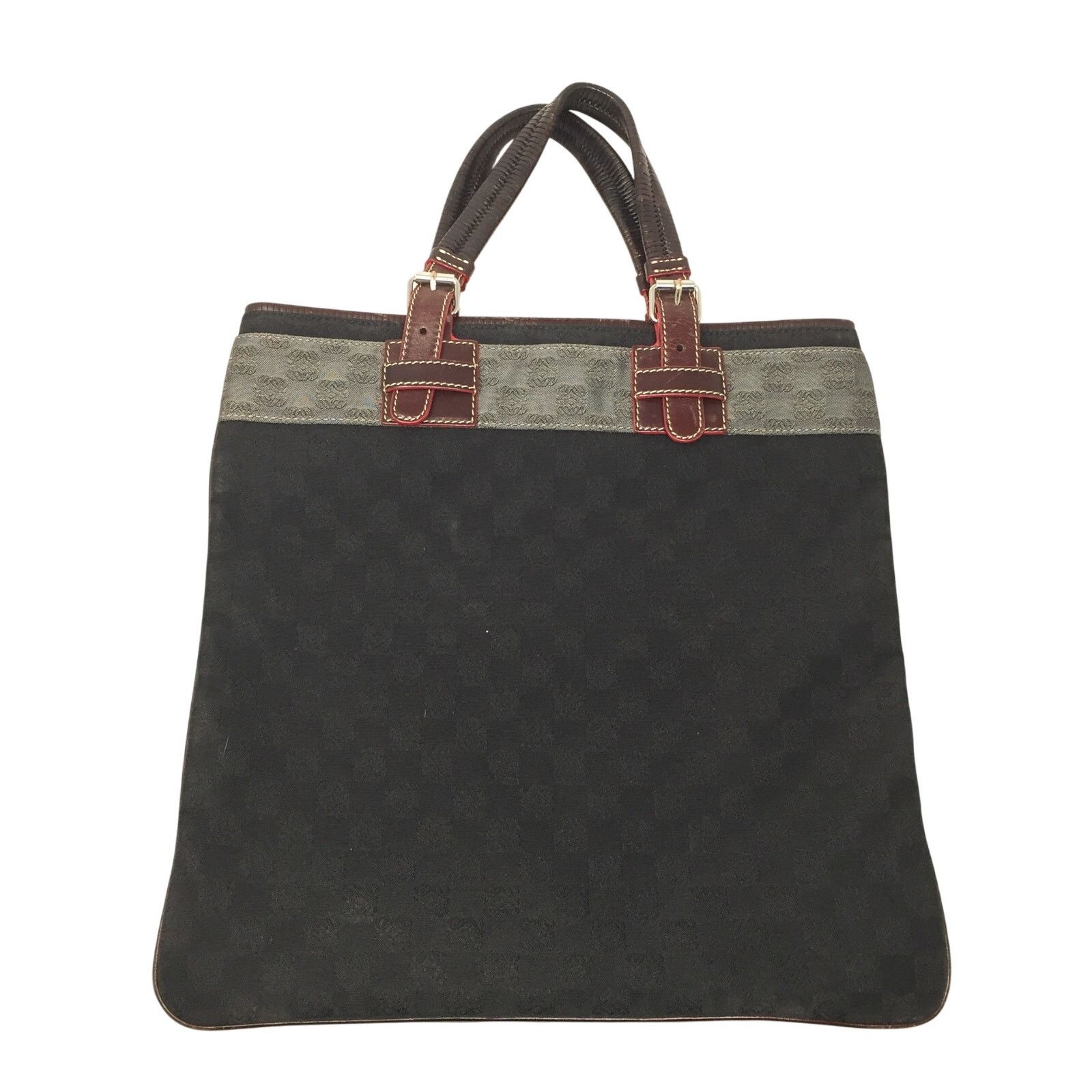 Loewe LOEWE - Leather-Trimmed Anagram Canvas Tote Black & Gray Size ONE SIZE - 9 Thumbnail