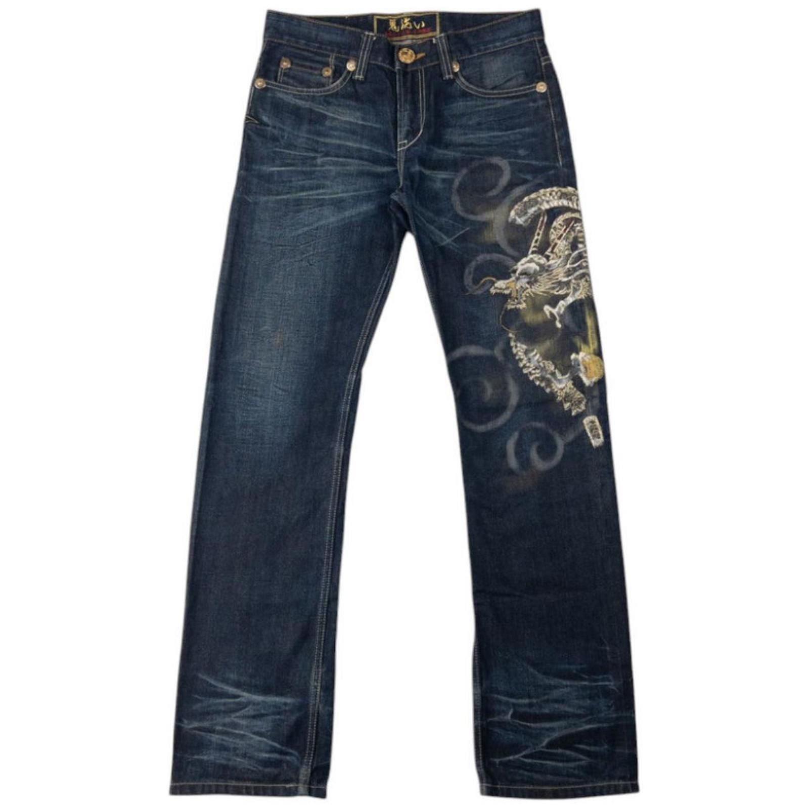 Dries Van Noten Vintage Oniarai Embroidered Dragon Monster Jeans Size W31 Size US 31 - 3 Thumbnail
