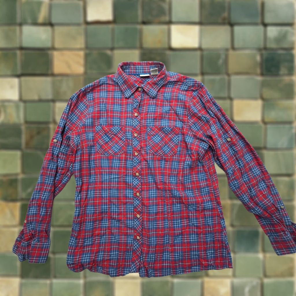 Vintage L.L. Bean Lightweight Flannel Shirt Womens Small Red Blue Plaid Button-Up Casual Size S / US 4 / IT 40 - 1 Thumbnail