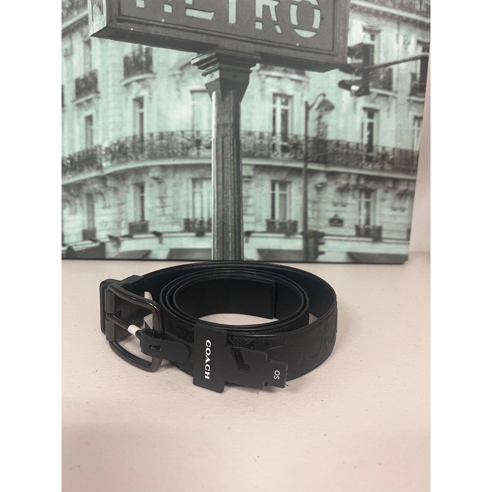 Coach Coach F55157 Harness Buckle Black Reversible Belt Cut Size 38 - 2 Thumbnail