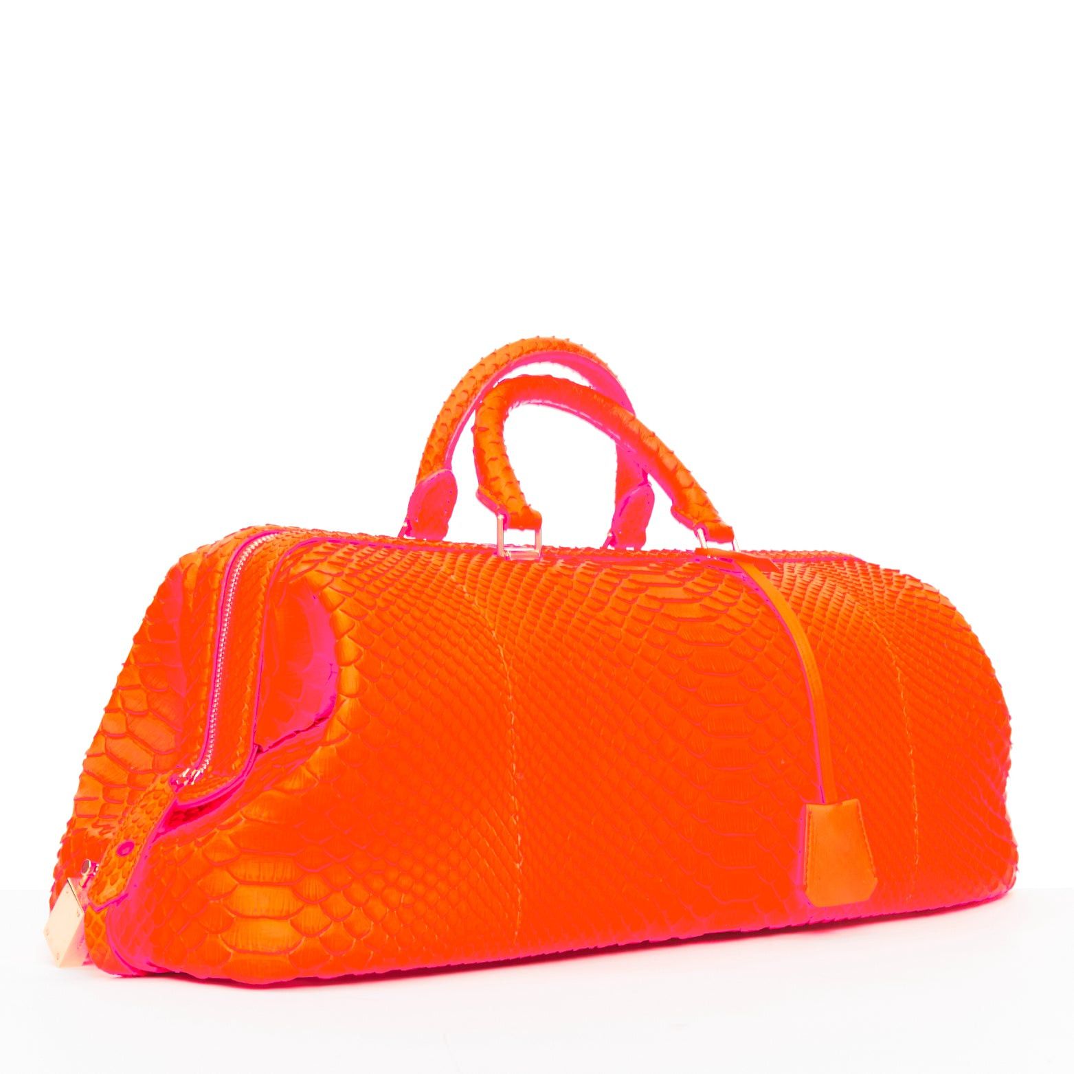 Celine CELINE 2011 Runway Phoebe Philo I Need A Doctor neon orange matte python top handle bag Size ONE SIZE - 1 Thumbnail