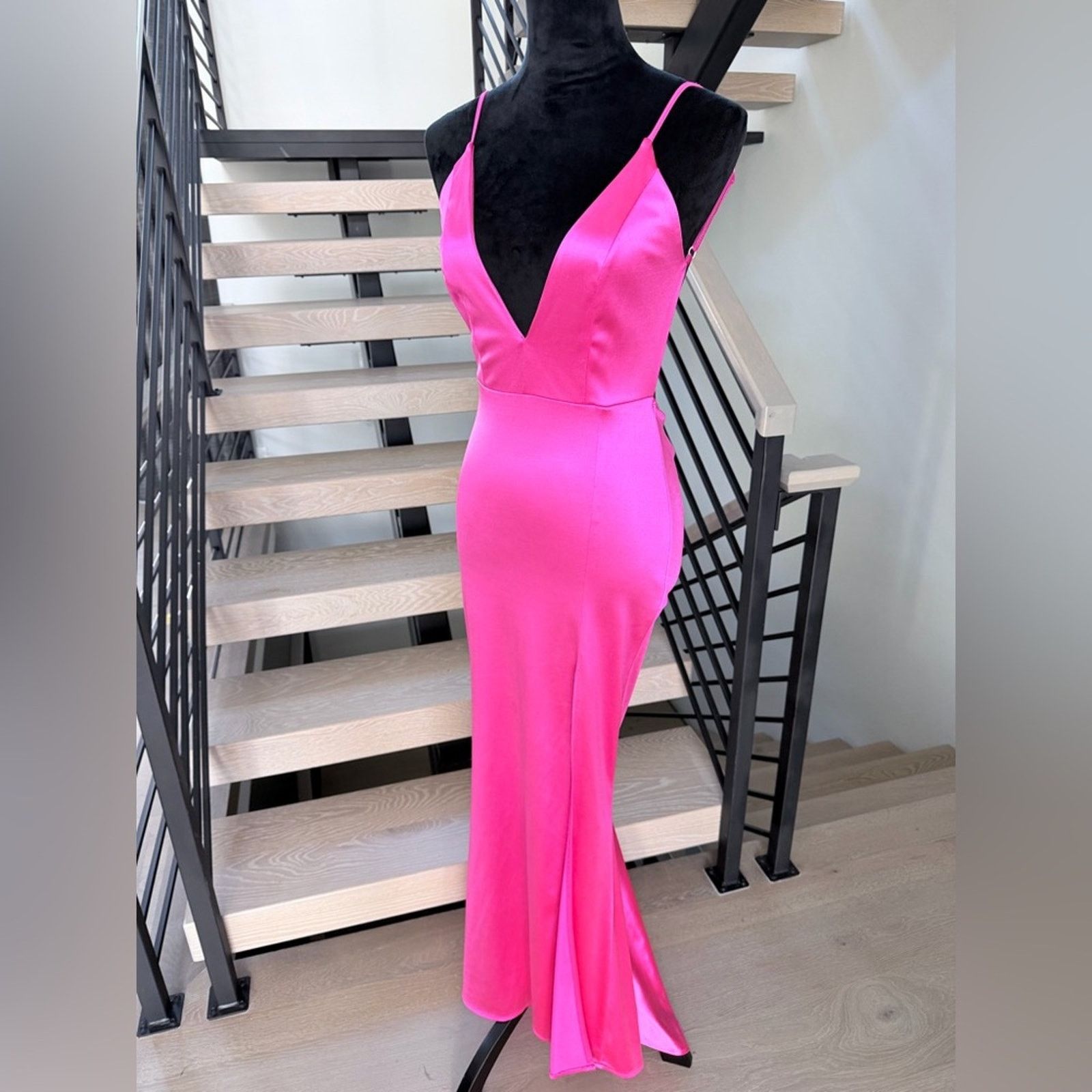 Other New Y2K Hot Pink Satin Mermaid Maxi Dress Cocktail size XS Size S / US 4 / IT 40 - 4 Thumbnail