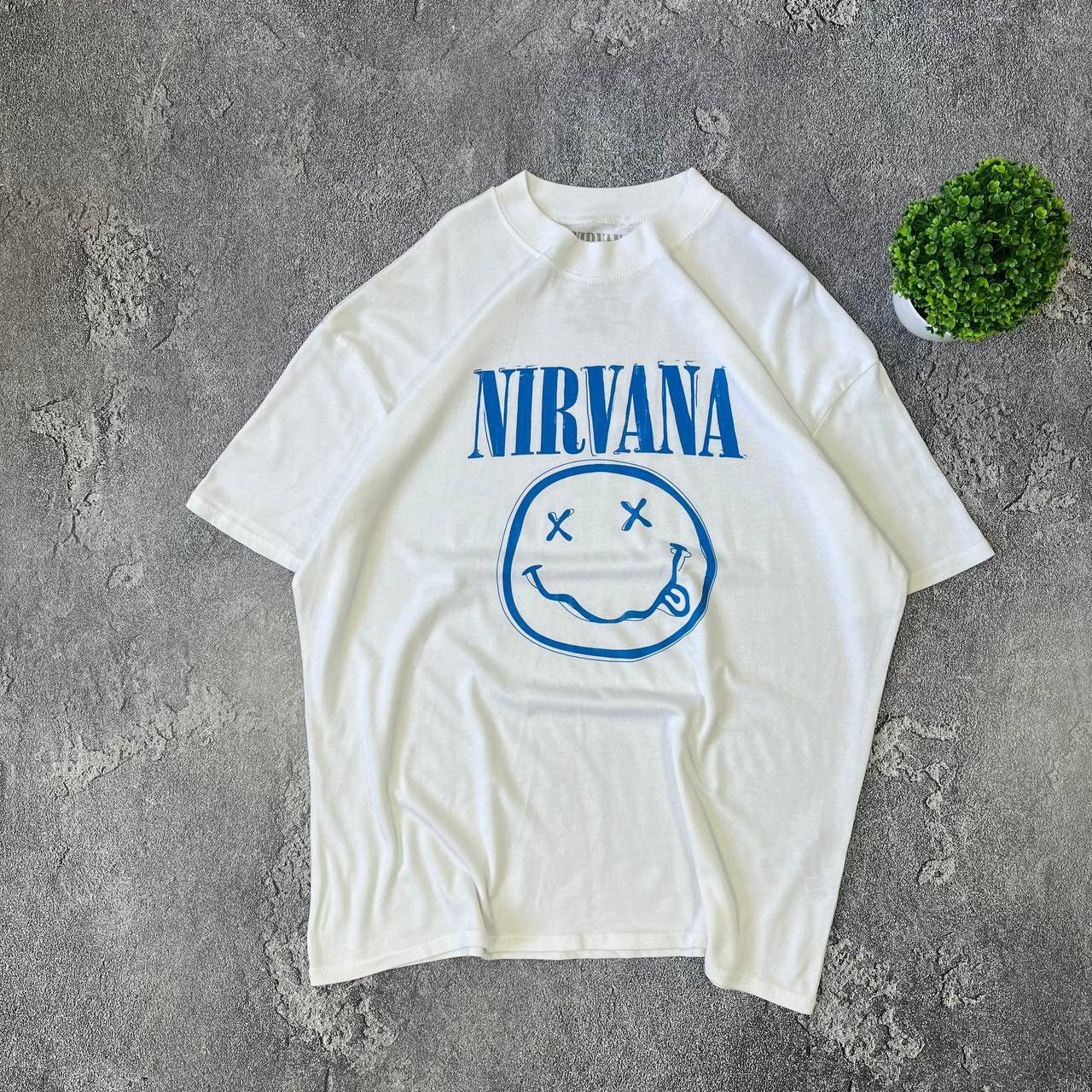 Nirvana Nirvana Face License White T-Shirt Overzide Feat Size S Size US S / EU 44-46 / 1 - 1 Thumbnail