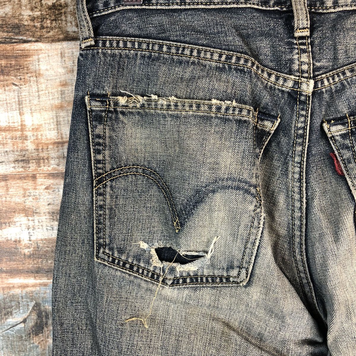 Levi's 503 Levis Blue ripped distressed Denim jeans #A2615 Size US 30 / EU 46 - 18 Thumbnail