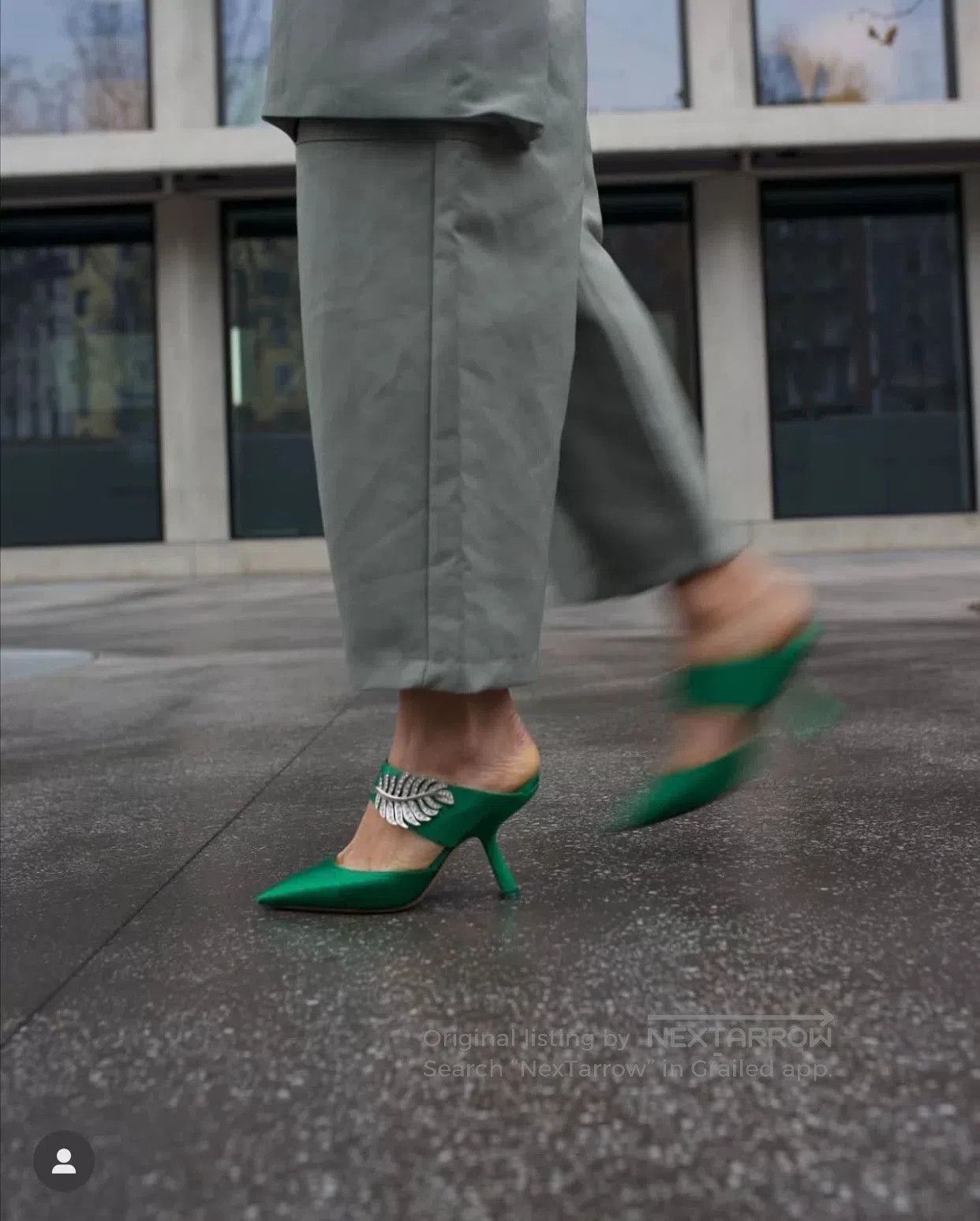 Nicholas Kirkwood Nicholas Kirkwood Green Crystal Leaf Heel Sandals. Size US 7 / IT 37 - 9 Thumbnail