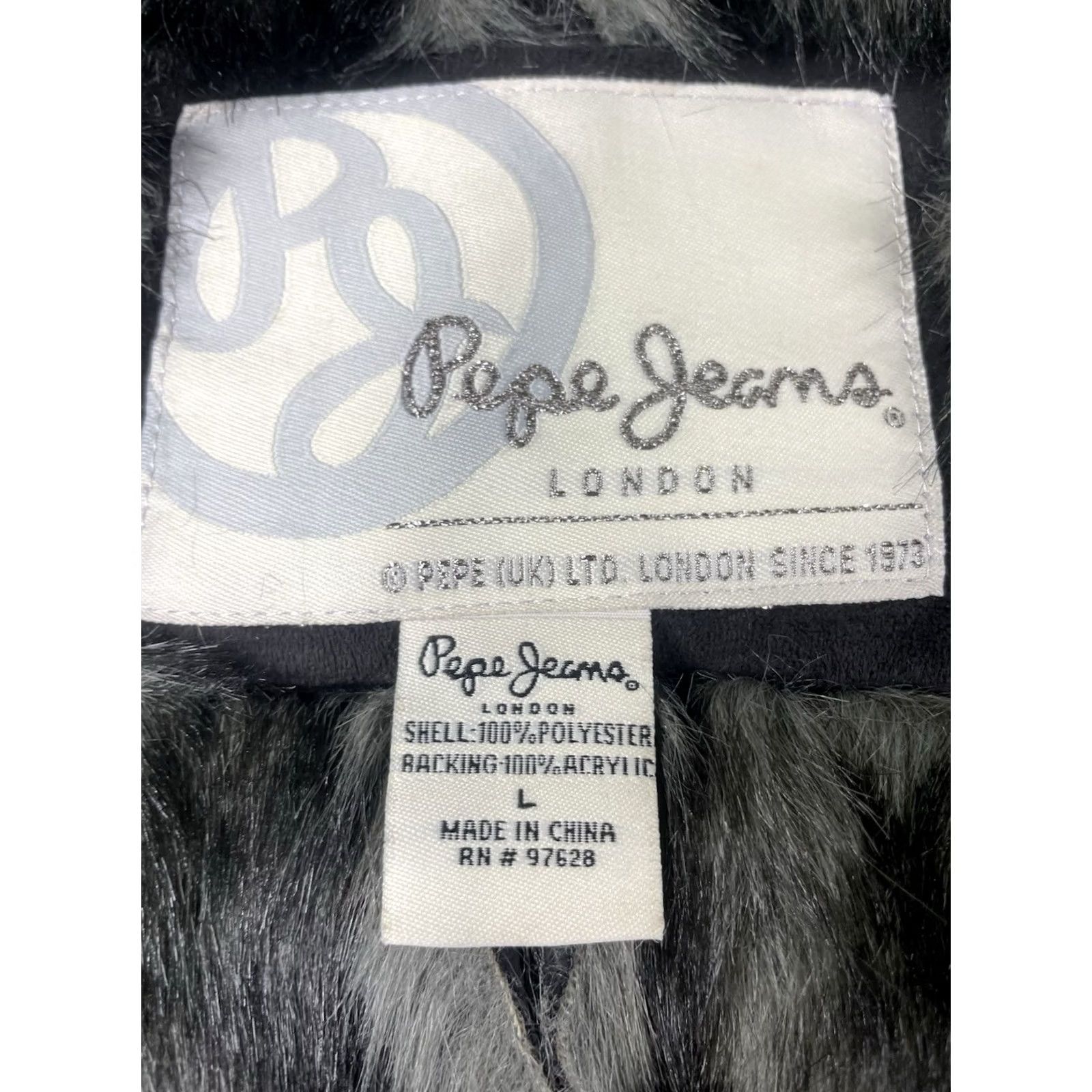 Pepe Jeans VINTAGE Pepe Jeans Coat Fur Lined Midi Parka Hooded Women's Large Gray 90s Y2K Bohemian Fur Trim Buckle Zip Long Faux Fur Down Winter Fall Workwear Size 36" / US 14 / IT 50 - 3 Thumbnail