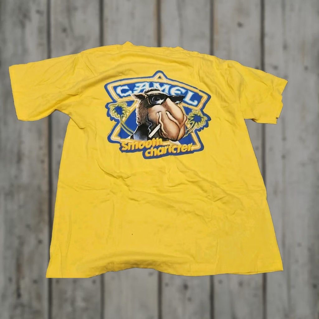 Camel VINTAGE Camel Joe Camel T Shirt XL Mens 80s 1989 Pocket Tee Yellow Short Sleeve Crew Neck Graphic Print Size US XL / EU 56 / 4 - 1 Thumbnail