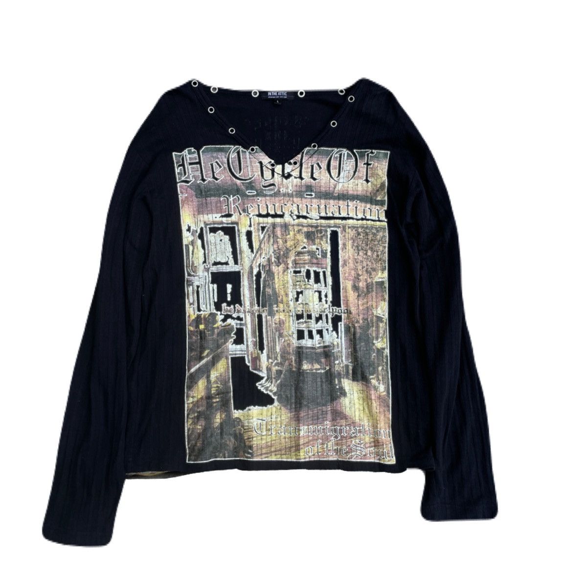 If Six Was Nine 2000s IN THE ATTIC Poem Reincarnation Long Sleeve Tee Vkei Size US S / EU 44-46 / 1 - 2 Thumbnail