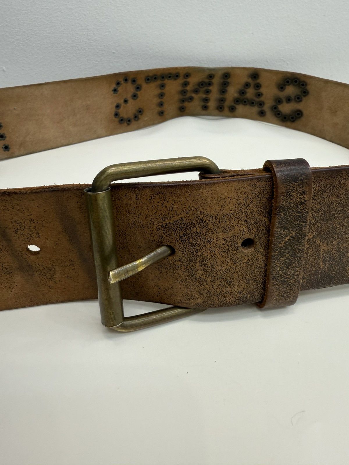 Allsaints Vintage Y2K Allsaints Metal Rivets Studded Leather Belt Size 34 - 3 Thumbnail