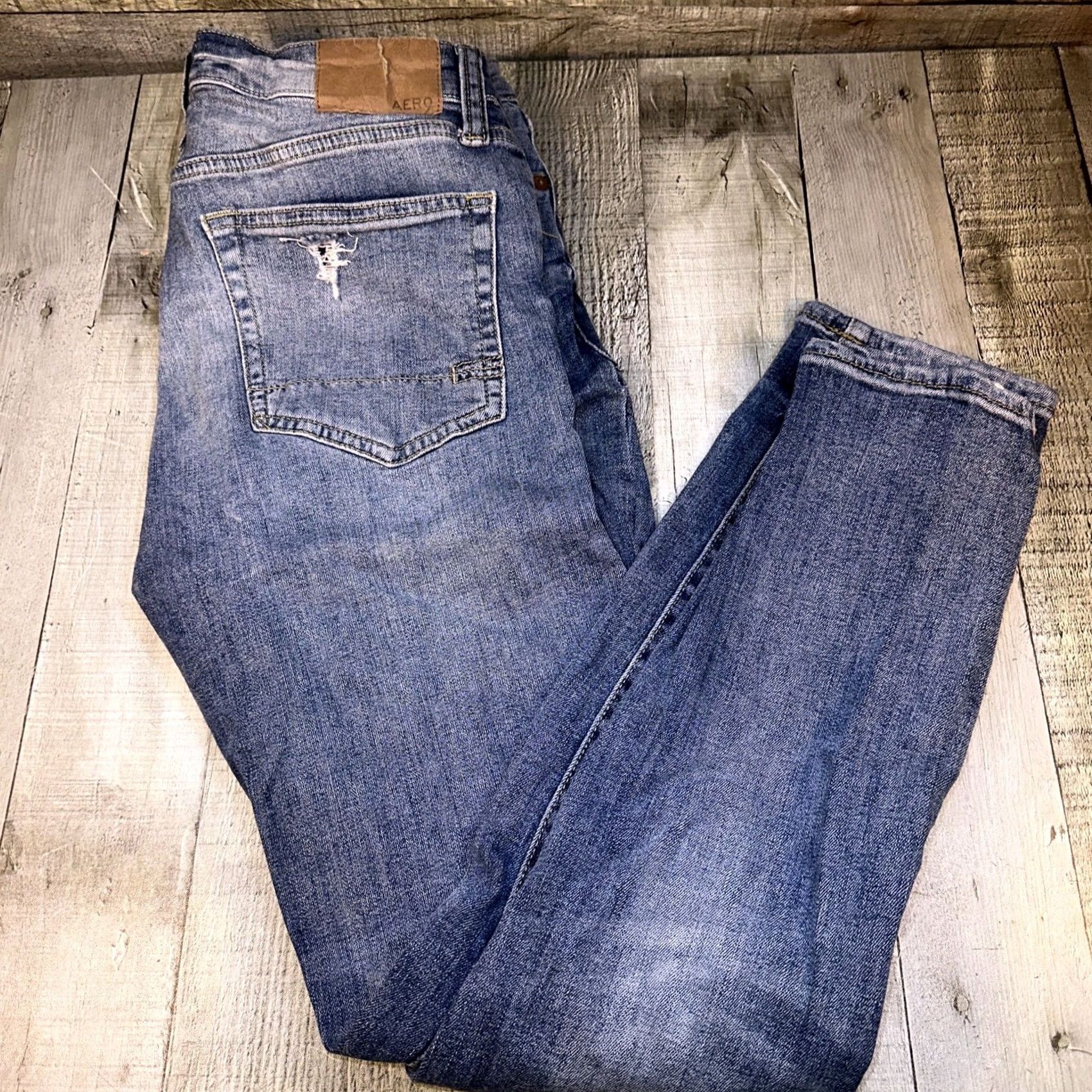 Vintage VINTAGE? Aero Jeans Men’s Super Skinny 30 X30 Jeans 30 Blue Mens Skinny Aero jeans? Size US 30 / EU 46 - 3 Thumbnail