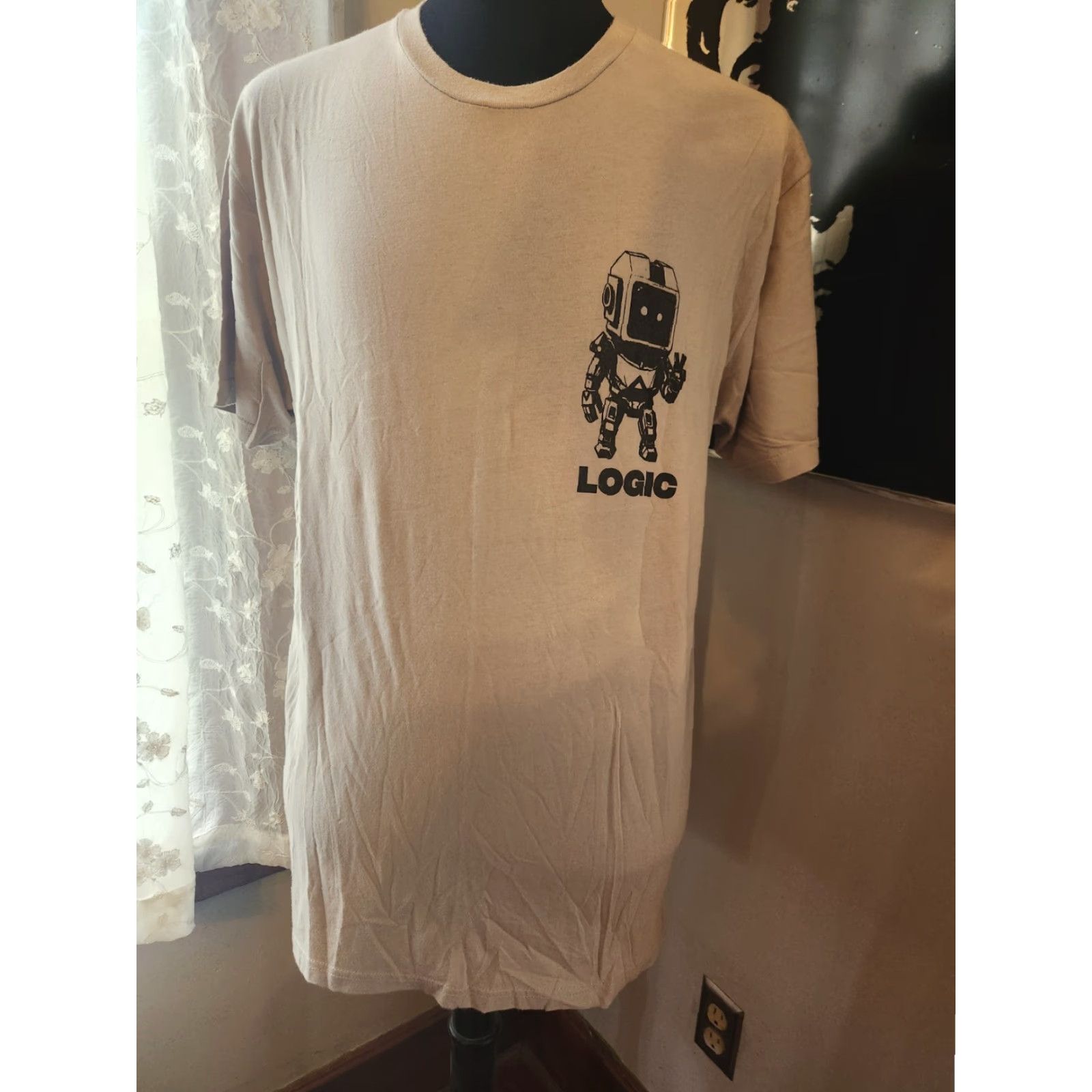 Next Level Logic Atom Robot Beige Double-Sided Short Sleeve T Shirt XL Men's Cotton Graphic Print Crew Neck Next Level Size US XL / EU 56 / 4 - 2 Thumbnail