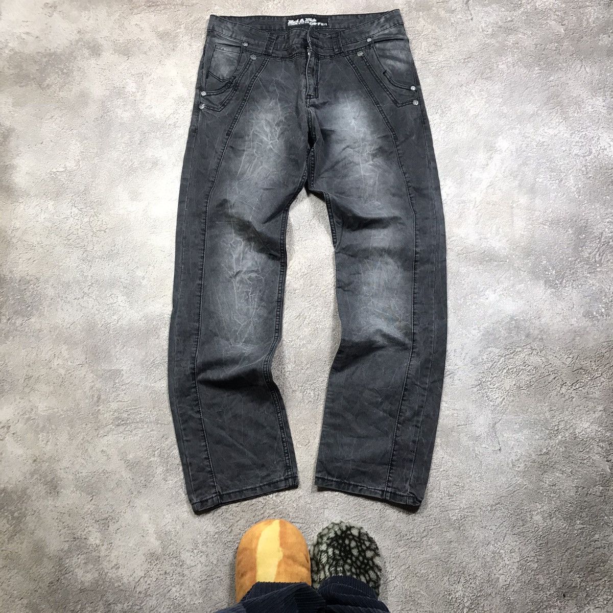 vintage japan jeans distressed low rise flared 90s