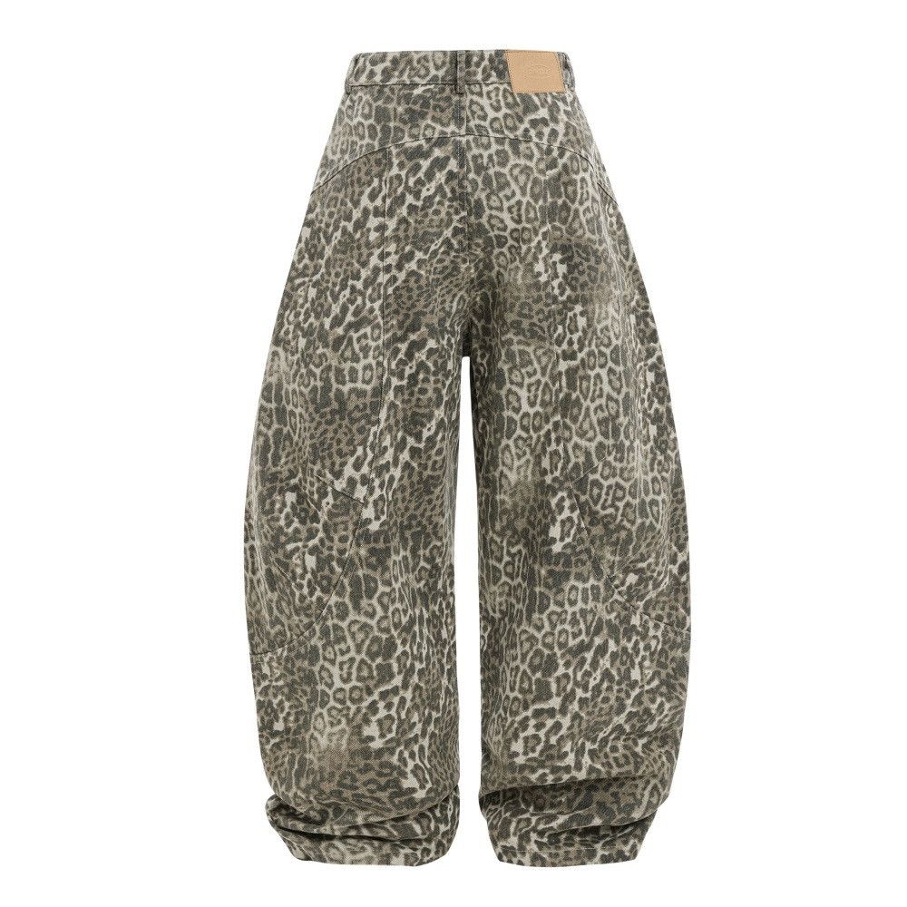 Vintage Retro men's street loose wide-leg leopard print trousers Size US 32 / EU 48 - 2 Thumbnail