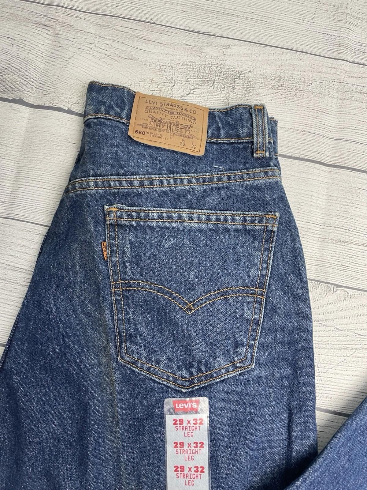 Levi's Vintage 90s Levi’s 580 Orange Tab USA Made Jeans 29x32 NWT Size US 29 - 4 Thumbnail