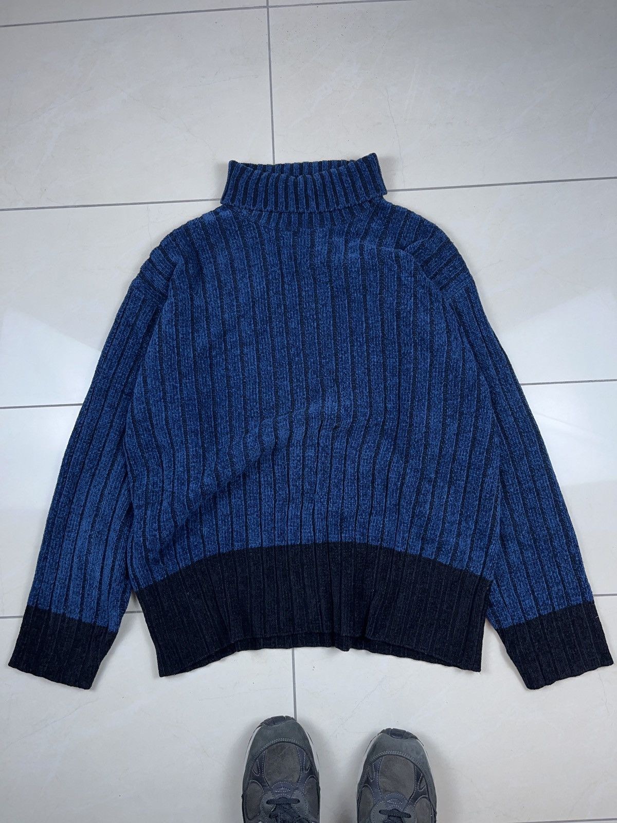Japanese Brand × Vintage ➕ vintage y2k ribbed turtle neck mock sweater striped Size US L / EU 52-54 / 3 - 2 Thumbnail