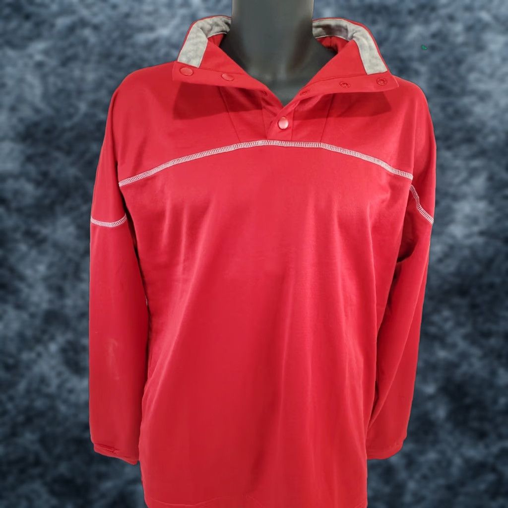 Adidas adidas Men's M Medium Long Sleeve 1/4 Snap Pullover HH7416 Red with Grey Trim Size US M / EU 48-50 / 2 - 1 Thumbnail
