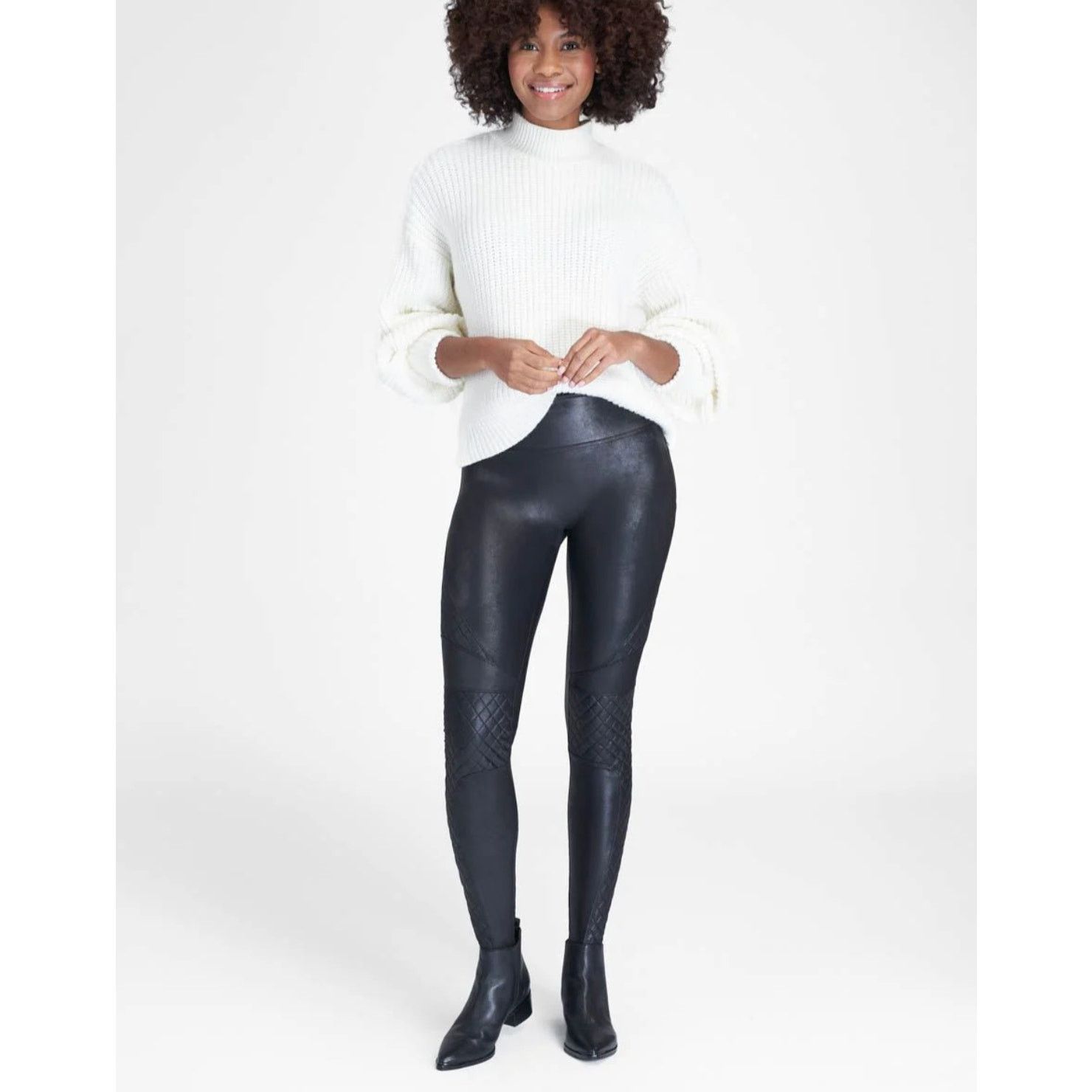 Spanx SPANX Women's 20248R Black Quilted Faux Leather Legging Size 32" / US 10 / IT 46 - 2 Thumbnail