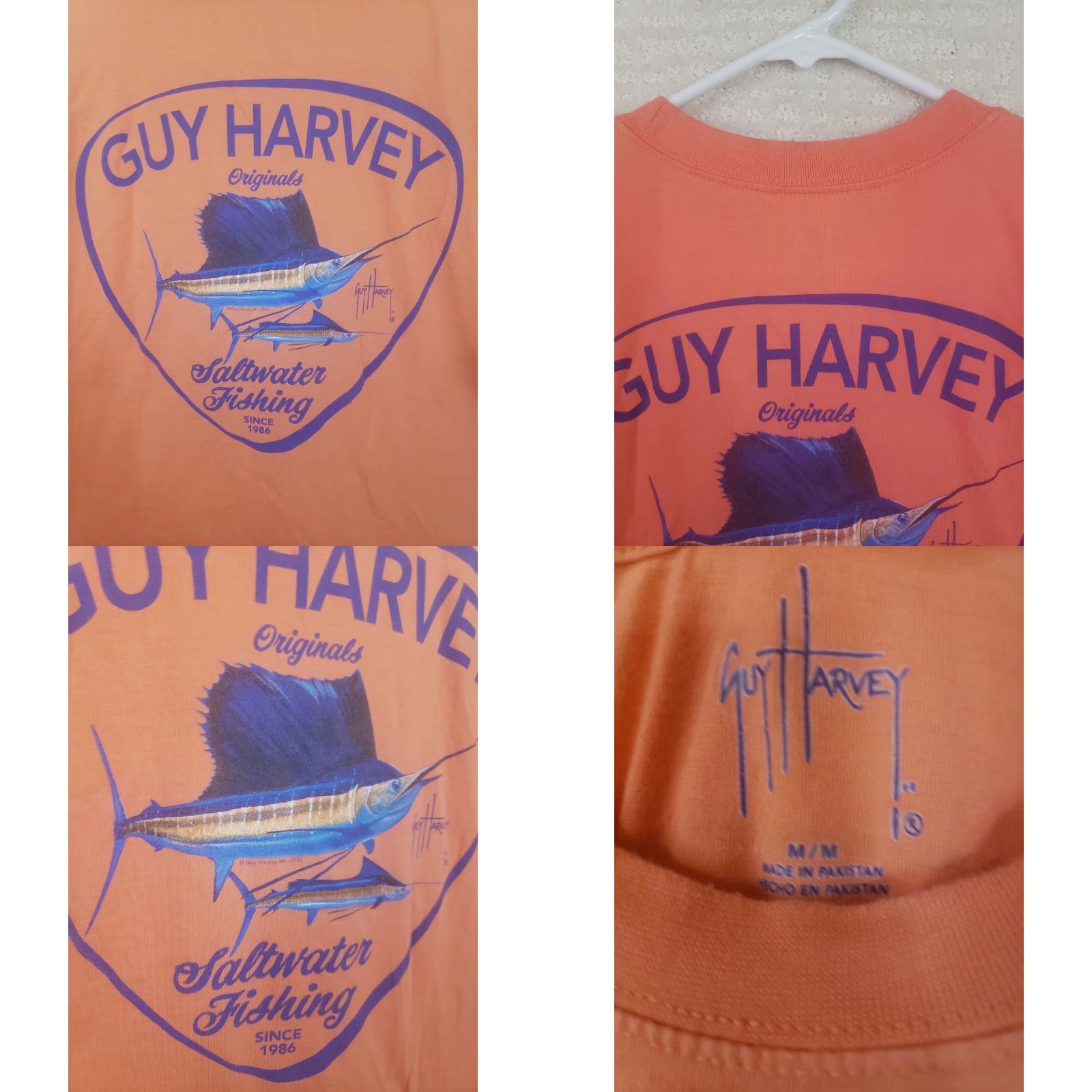 Guy Harvey Guy Harvey T-Shirt Men M Coral Peach Sailfish Logo Front Back Graphic Jersey Short Sleeve Crew Neck Outdoor Beach Sailfish Theme 90s? Size US M / EU 48-50 / 2 - 8 Thumbnail