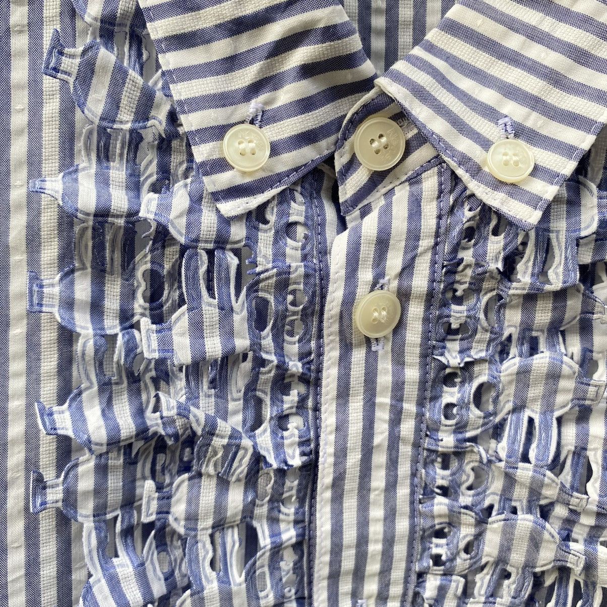 Ne-Net Ne-net Blue and White Striped Ruffle Front Shirt Size US L / EU 52-54 / 3 - 5 Thumbnail