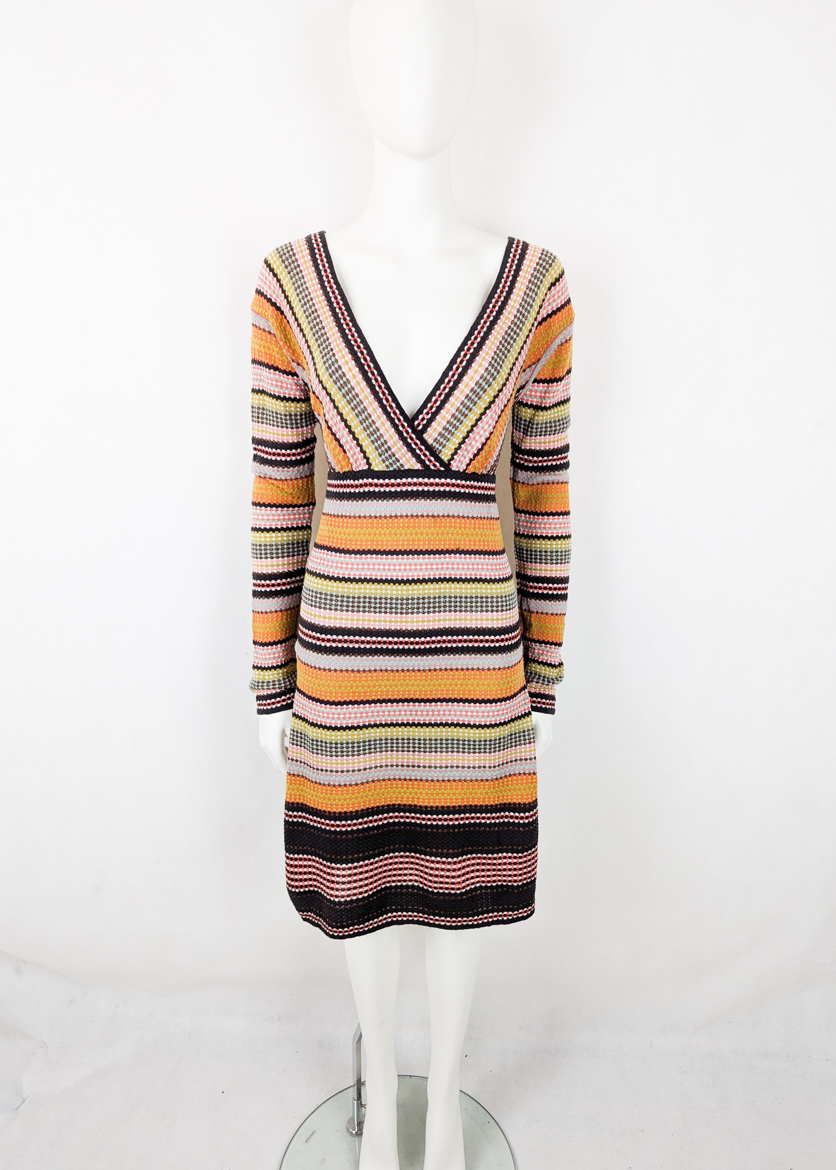 Missoni Missoni colorfull dress wool viscose Size L / US 10 / IT 46 - 1 Thumbnail