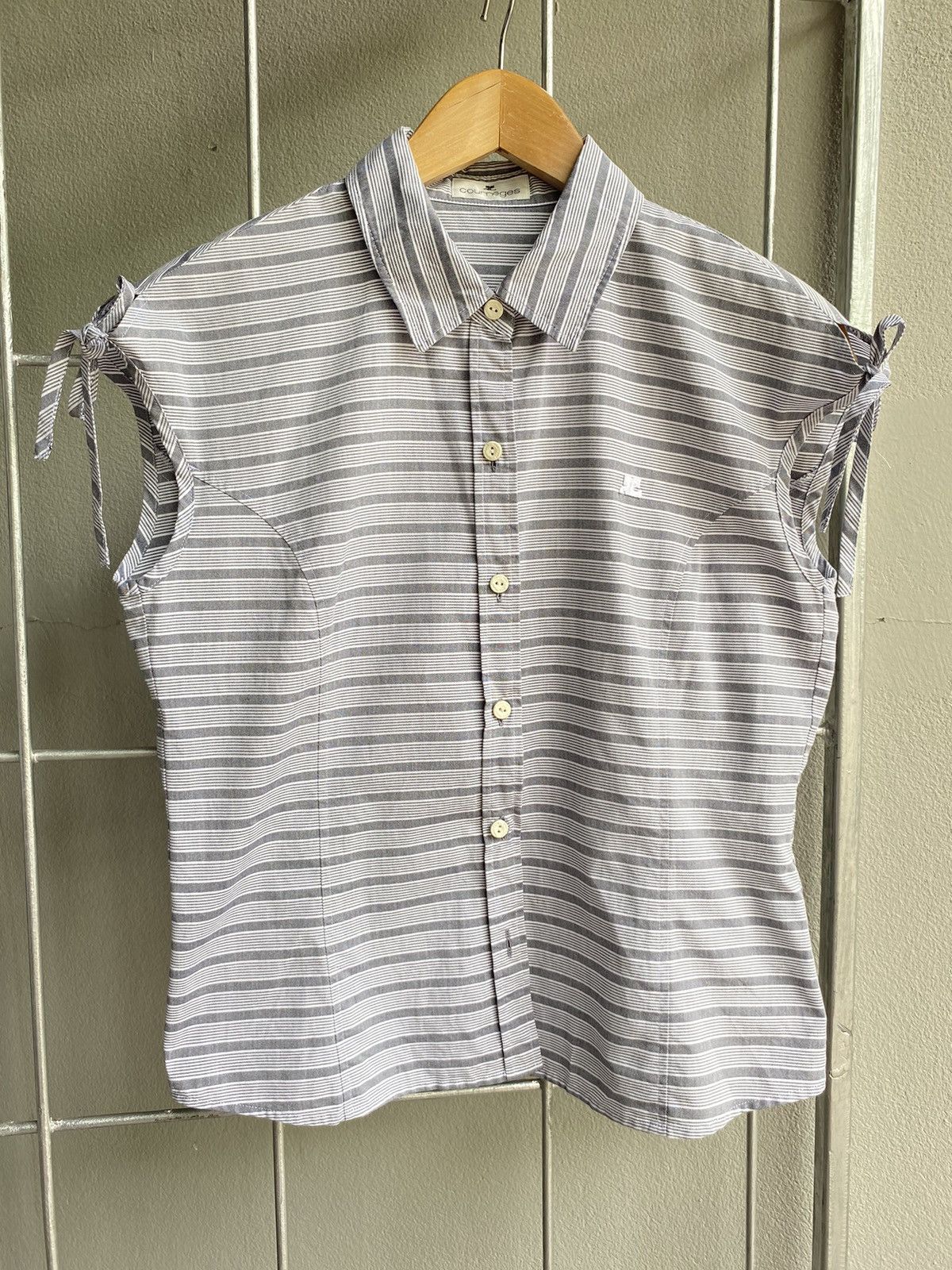 Courreges gray stripe sleeveless top
