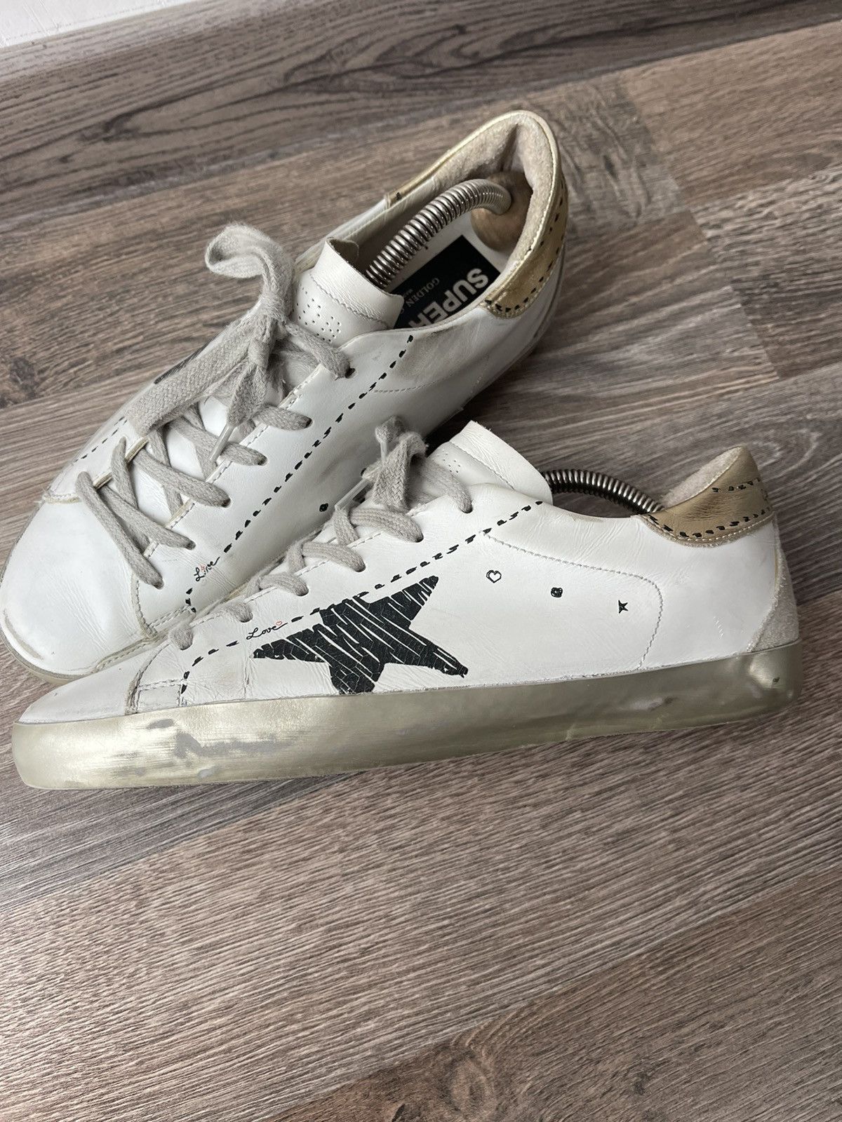 Golden Goose Golden Goose Super-Star Sneakers White Gold Glitter Star 39 Size US 9 / IT 39 - 4 Thumbnail