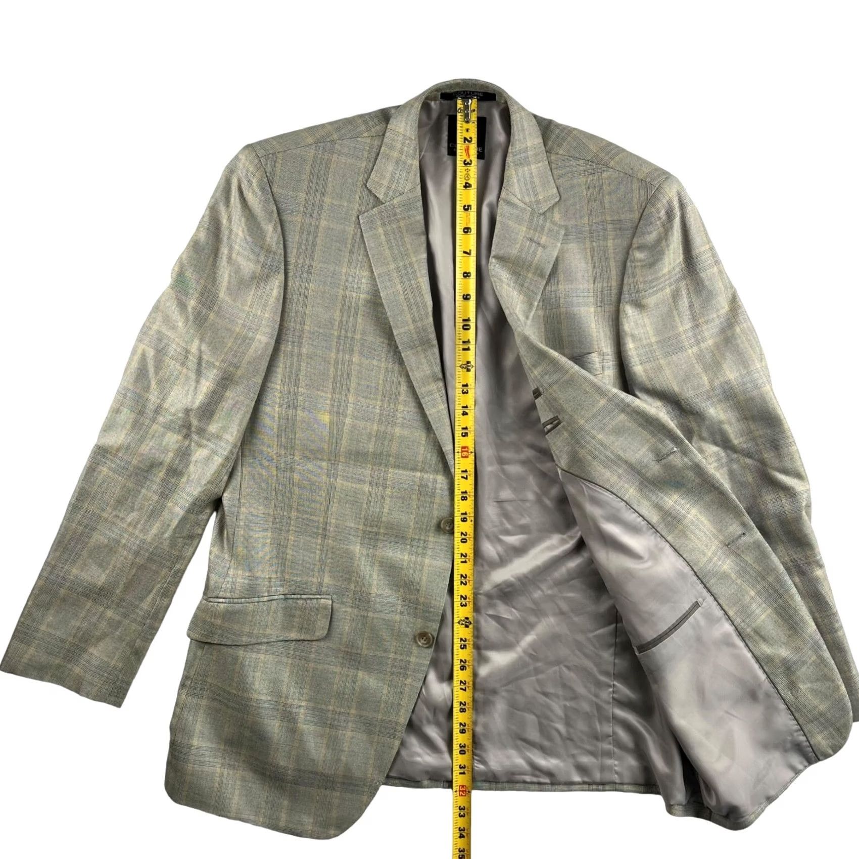 Vintage Daniel Hechter Beige Windowpane Plaid Blazer 44 Long Mens Size 44R - 8 Thumbnail