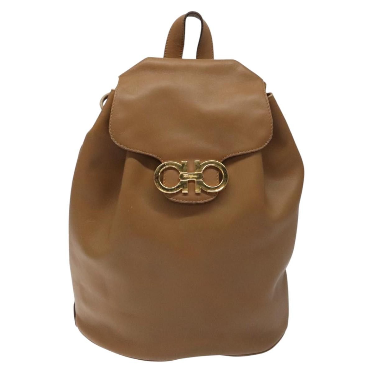 Salvatore Ferragamo Gancini Brown Leather Backpack Bag (Pre-Owned) Size ONE SIZE - 1 Thumbnail