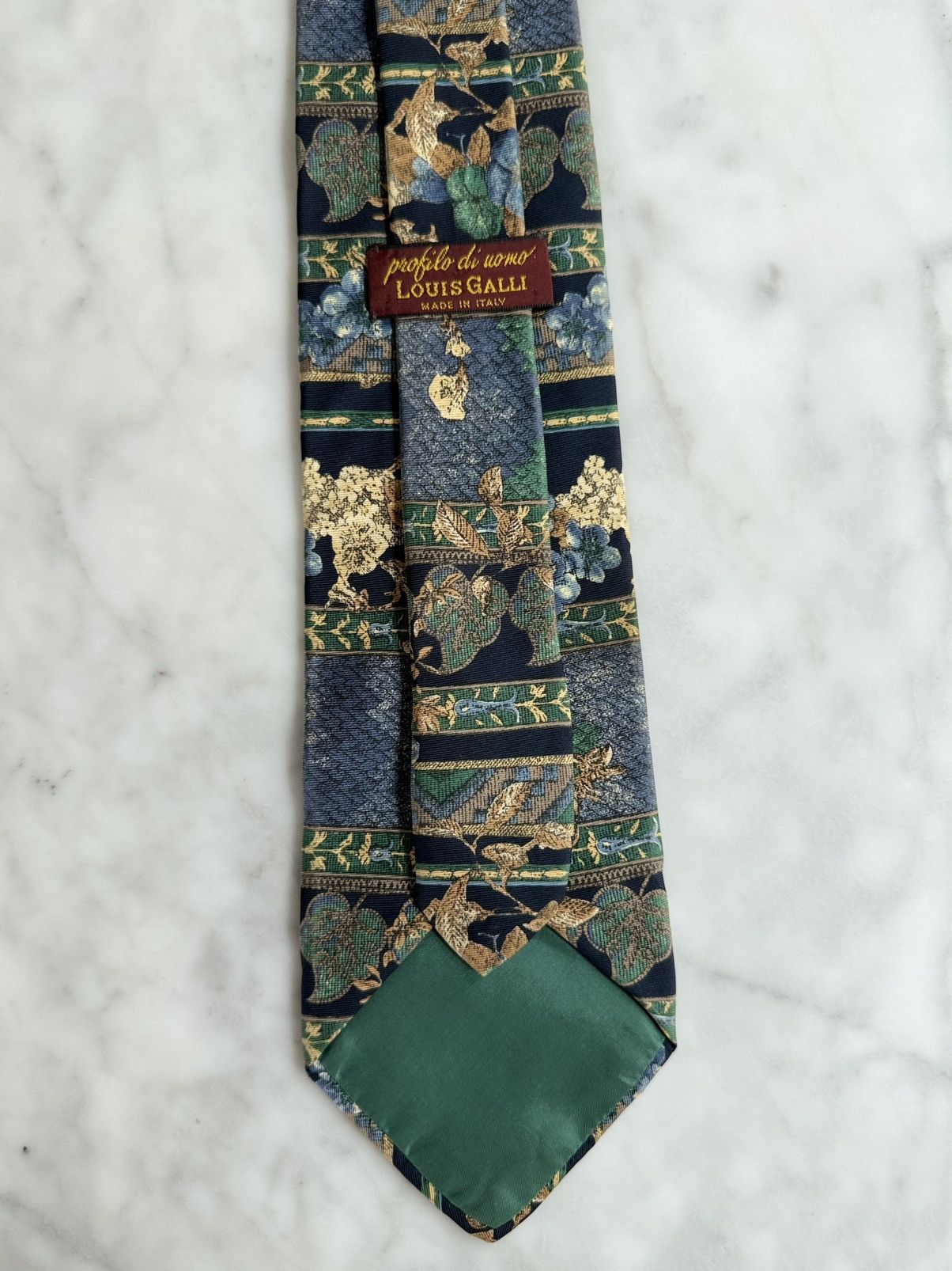 Other Vintage Italian Navy Floral Print Silk Tie Made in Italy Size ONE SIZE - 4 Thumbnail