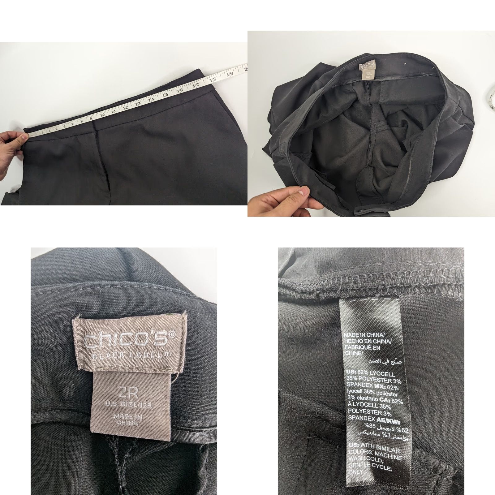 Vintage VINTAGE Black Chico's Suit Pants Work Ankle Trousers Women's Size L 2 Regular Flat Front Zip Black Label 90s Size 36" / US 14 / IT 50 - 8 Thumbnail