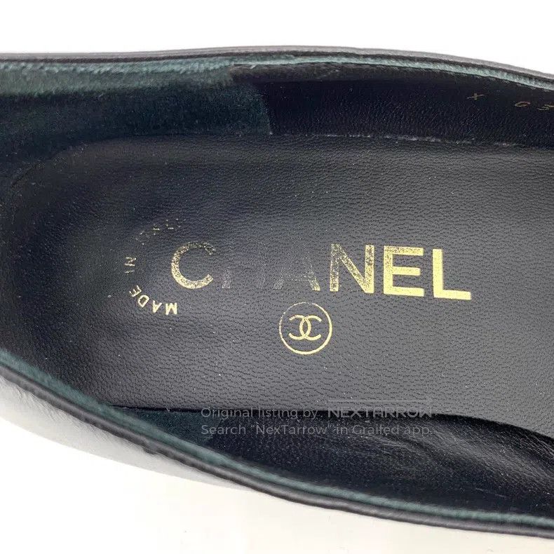 Chanel Chanel Black round toe leather pearl thick-heeled shoes Size US 5.5 / IT 35.5 - 8 Thumbnail
