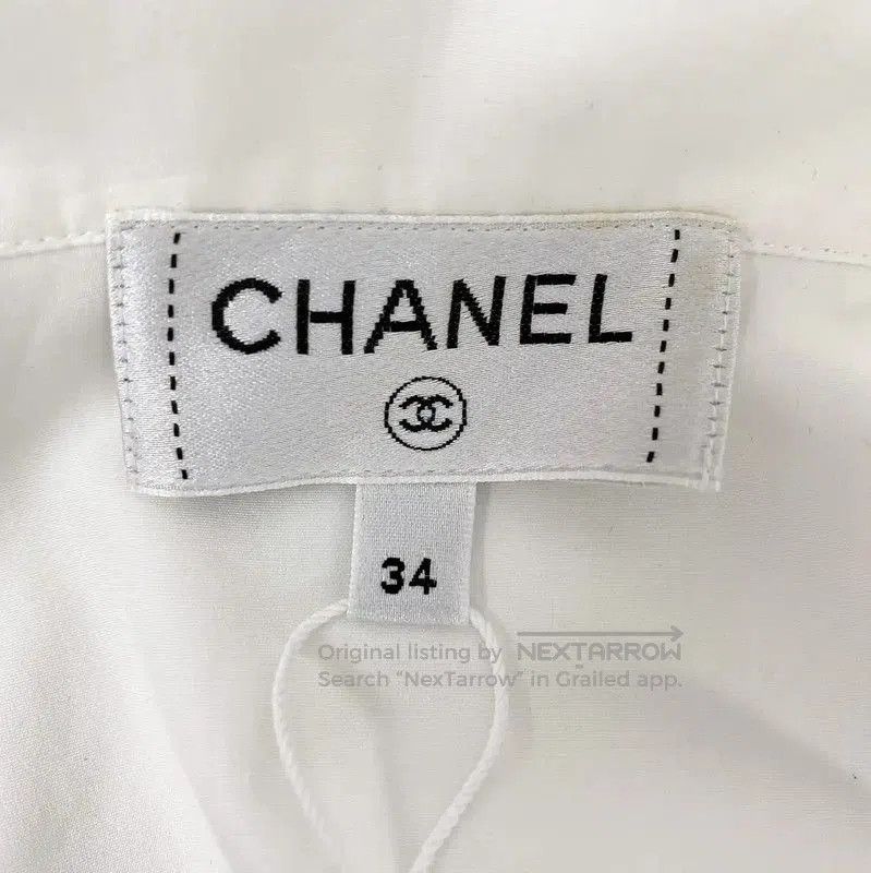 Chanel Chanel White Ruffled Cropped Shirt for Summer . Size XS / US 0-2 / IT 36-38 - 6 Thumbnail