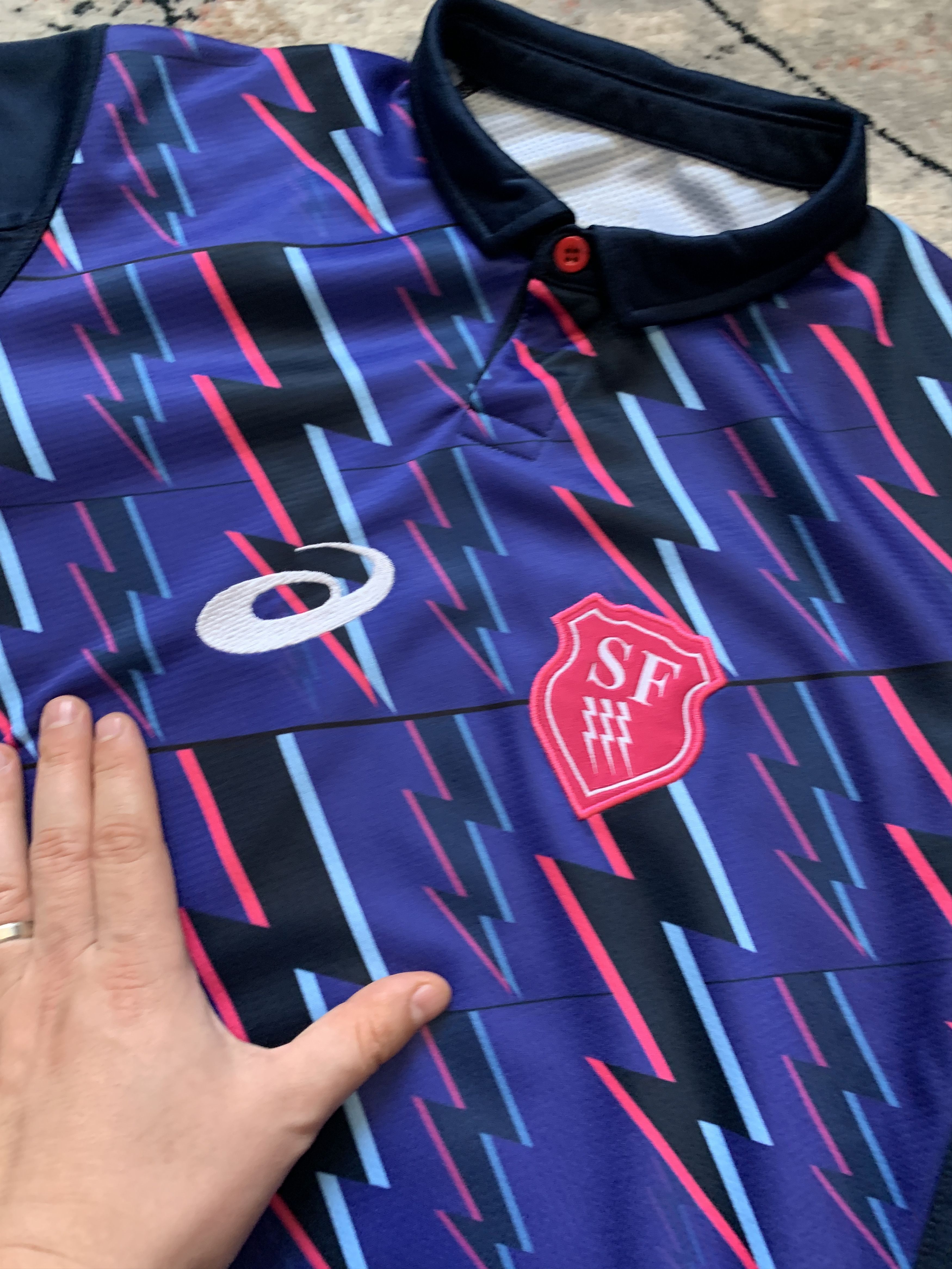 Asics Asics Stade Francais Paris Rugby Jersey Polo Size US S / EU 44-46 / 1 - 3 Thumbnail