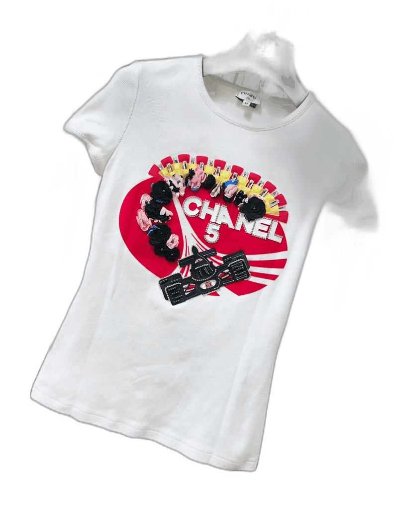 Chanel Chanel 23C Beaded Flower Short Sleeve T-shirt Size M / US 6-8 / IT 42-44 - 1 Thumbnail