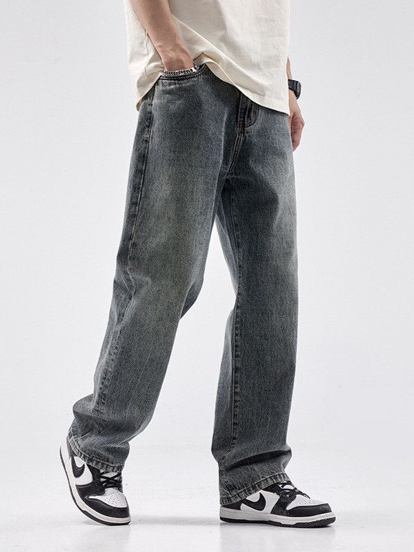 Jean Men's retro trendy distressed washed blue high street jeans Size US 32 / EU 48 - 3 Thumbnail