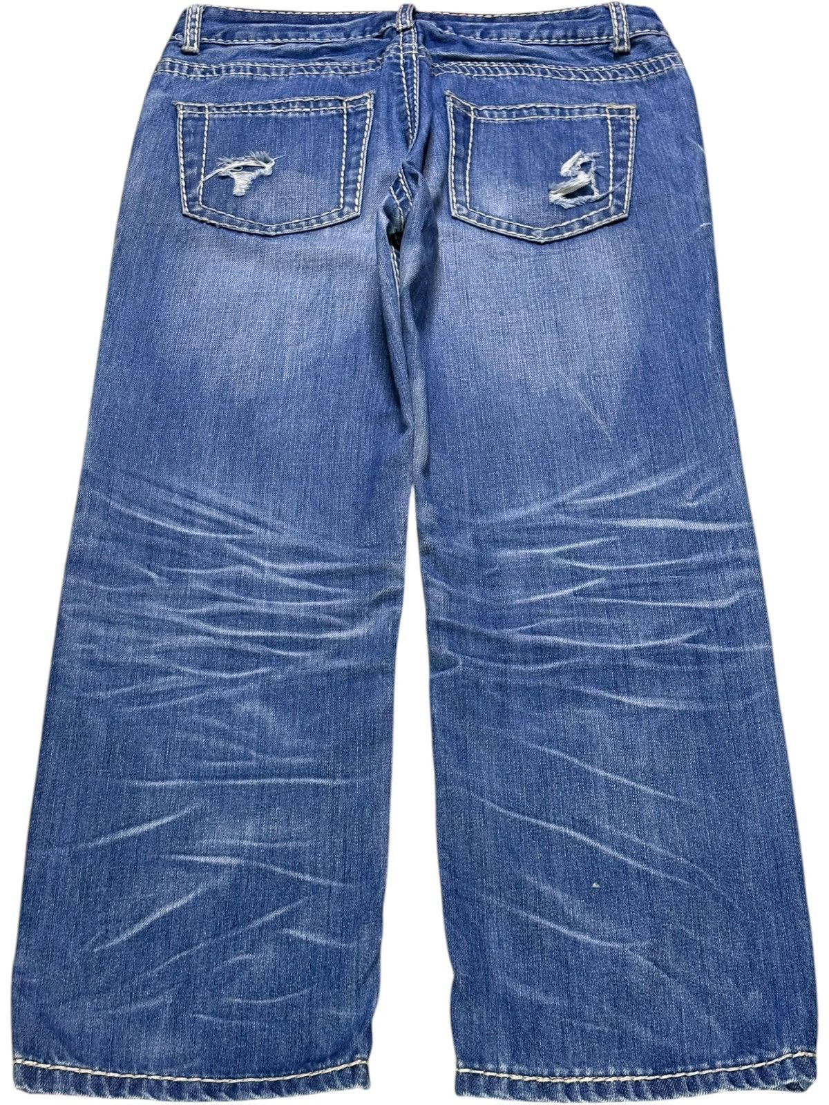 Japanese Brand Vintage Japanese Brand Blue Wash Distressed Ripped Jeans Size US 30 / EU 46 - 2 Thumbnail