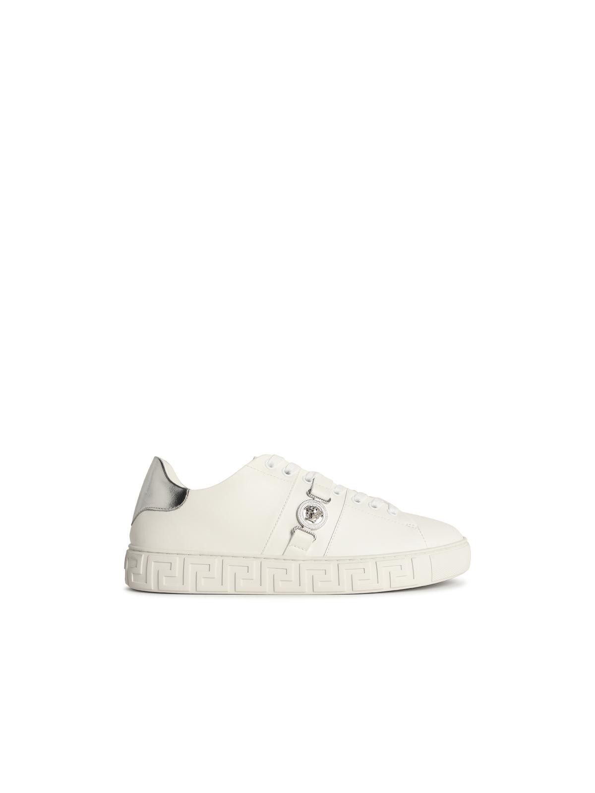 VERSACE 'Free Bio' White Faux Leather Sneakers