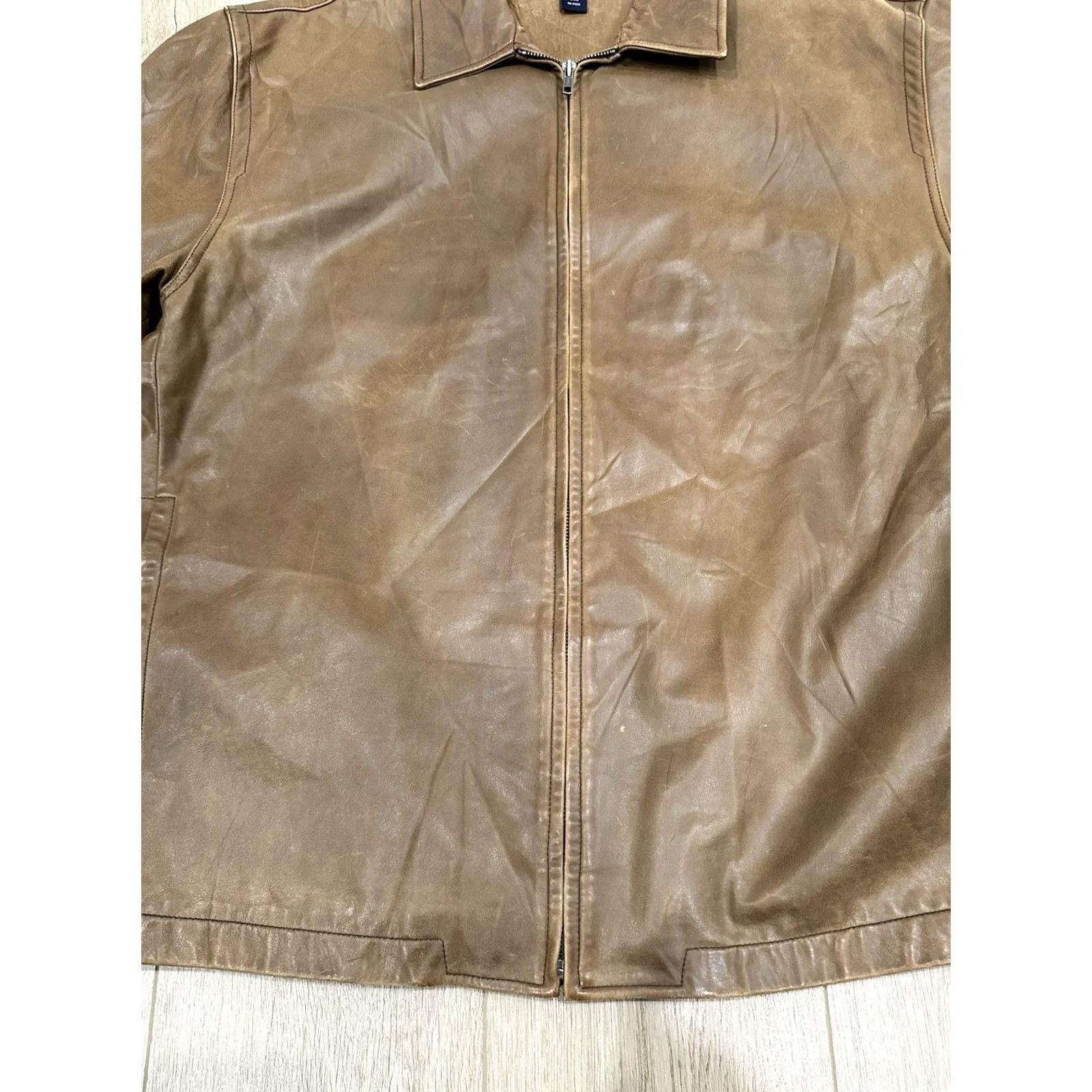 Gap Vintage Y2K GAP Motorcycle Brown Bomber 2XL Regular Leather Jacket Size US XXL / EU 58 / 5 - 5 Thumbnail