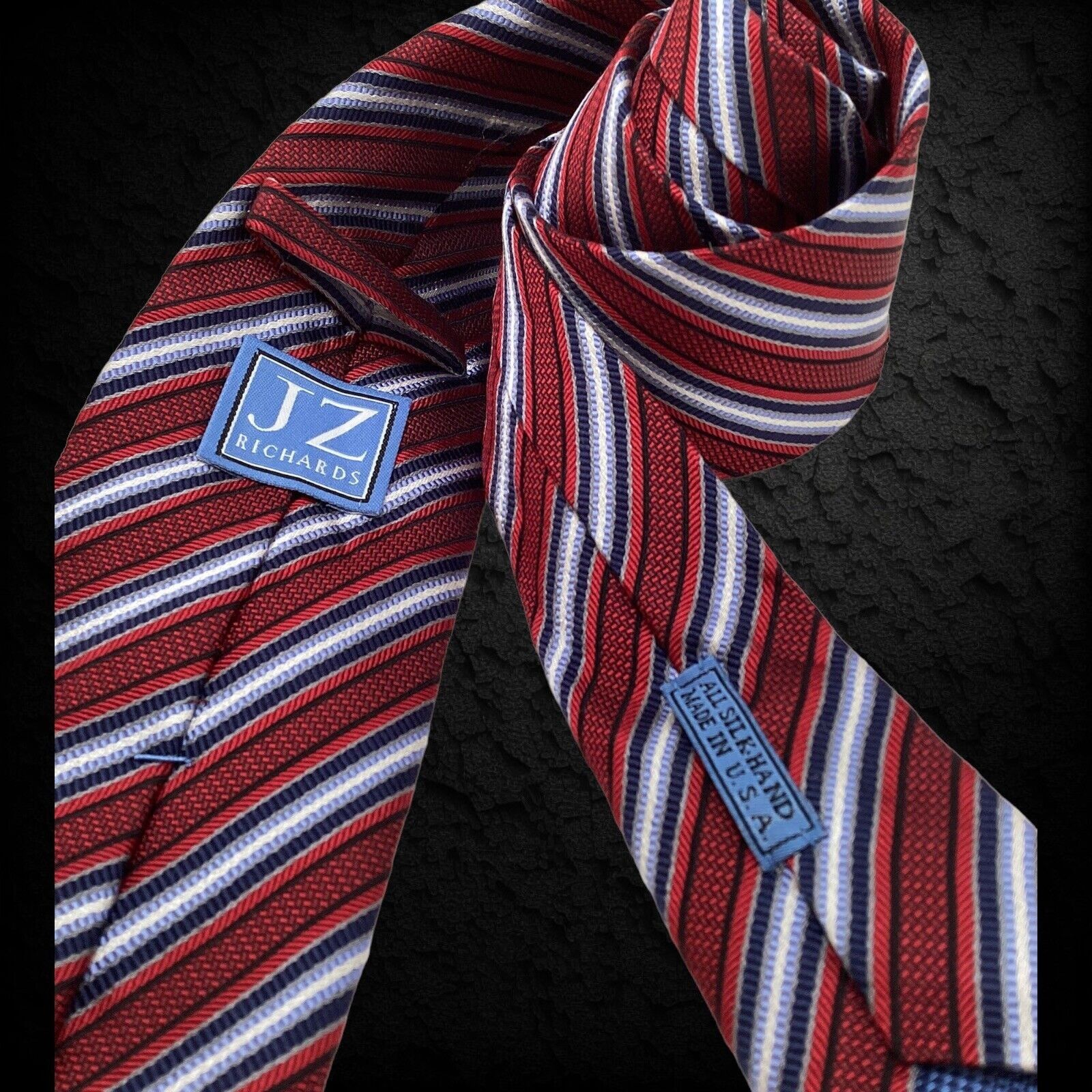 Other JZ RICHARDS Purple Striped Luxury Silk Tie Hand Made In USA Size ONE SIZE - 3 Thumbnail