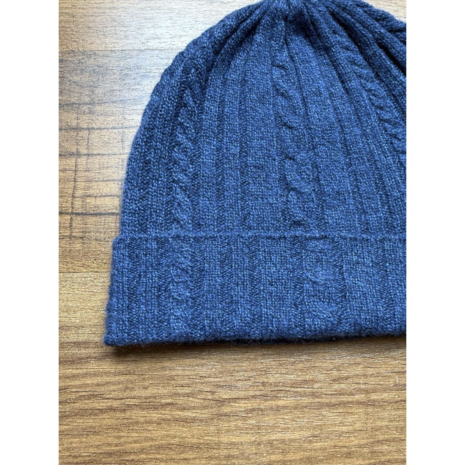 Vintage FISHERS FINERY 100% Cashmere Cable Knit Beanie Hat Women's One Size Winter Blue Navy Beanie Womens One Size Cashmere Knit Hat Winter Size ONE SIZE - 2 Thumbnail