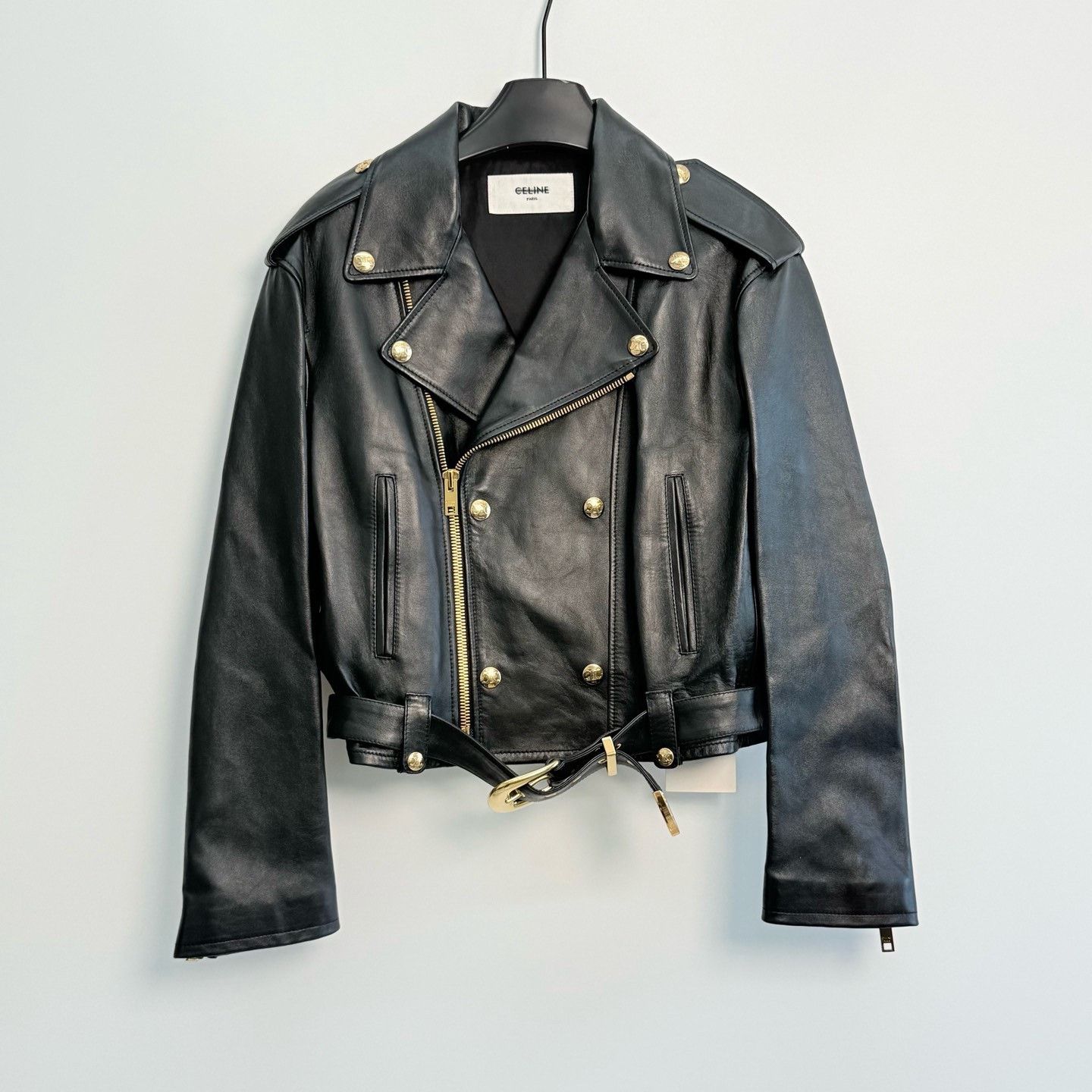 Celine CELINE SS23 Solid Zip Trapezoid Collar Leather Jacket Size XS / US 0-2 / IT 36-38 - 1 Thumbnail