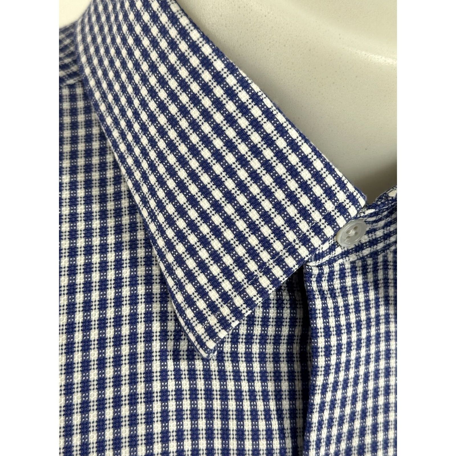 Brooks Brothers Brooks Brothers / Thomas Mason - Plaid Dress Shirt 17.5 35 Men Blue White EXCELLENT Size US XXL / EU 58 / 5 - 2 Thumbnail