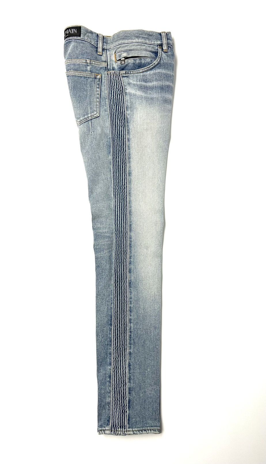 Balmain NEW, BALMAIN PARIS BLUE RIBBED DENIM JEANS SS17 Size US 33 - 3 Thumbnail