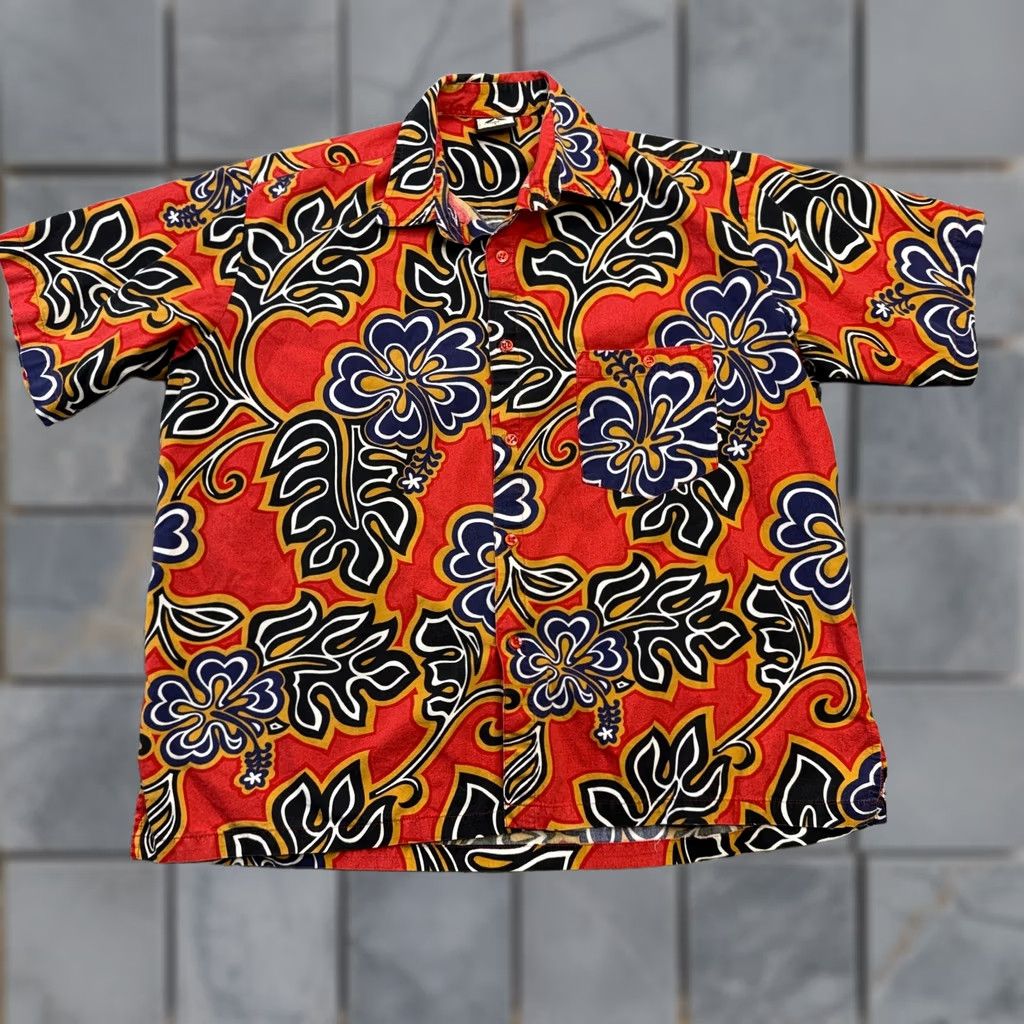 ALOHAS Canoe Club Fiji Shirt Mens Large Orange Black Hawaiian Floral Palms Aloha Resort Size US L / EU 52-54 / 3 - 1 Thumbnail