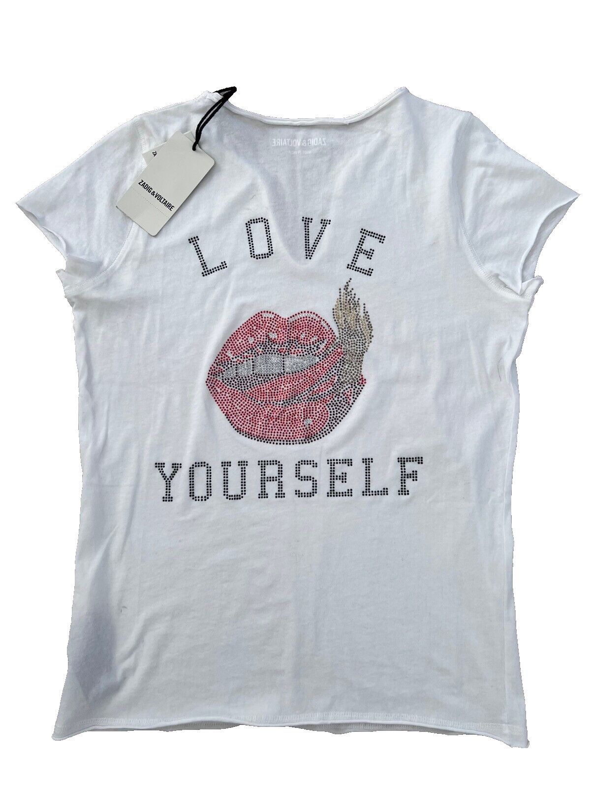 Zadig & Voltaire Zadig & Voltaire Tunisien MC Love Yourself Glitter Tee ( L ) Size L / US 10 / IT 46 - 1 Thumbnail