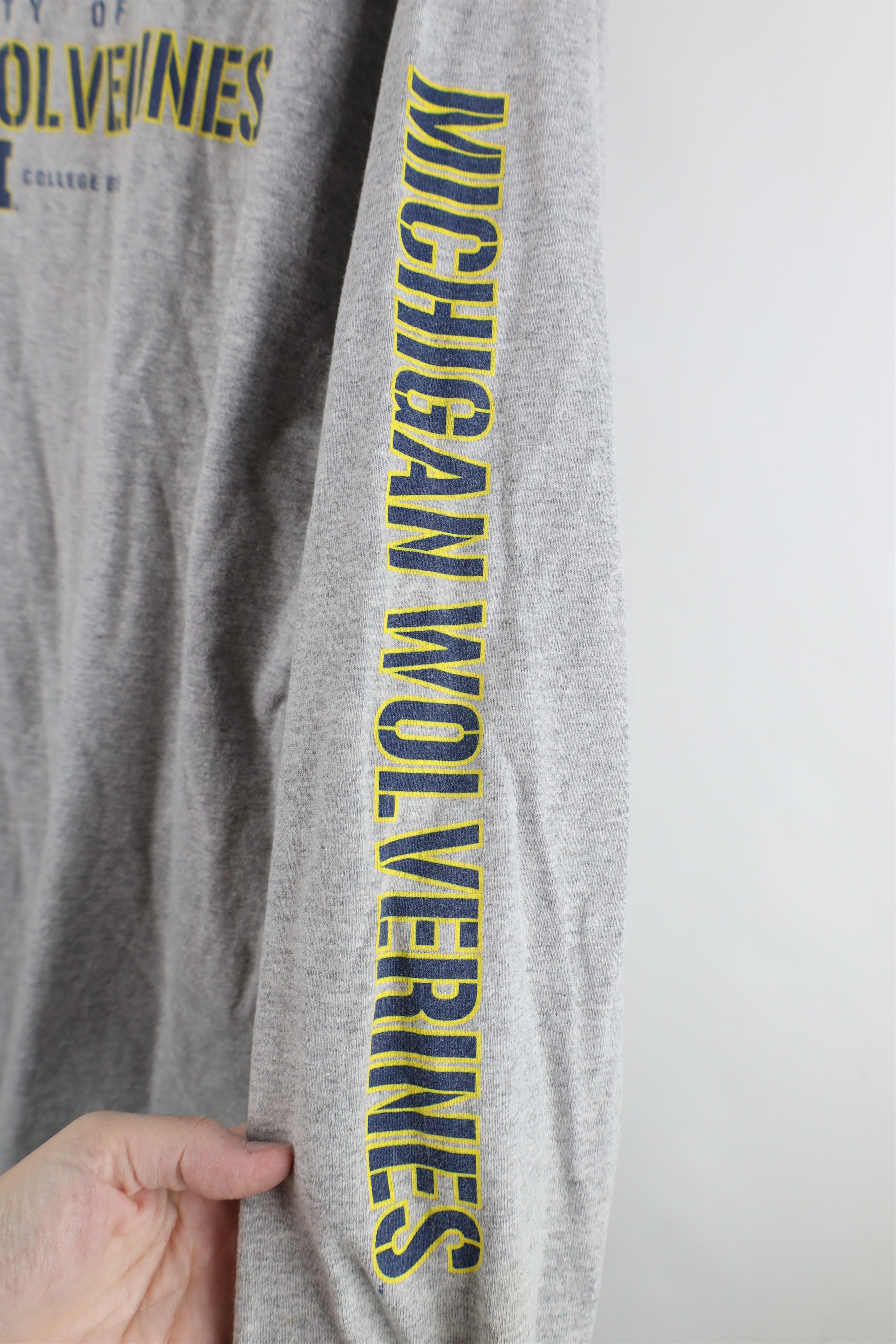 Vintage Vintage 90s University of Michigan Long Sleeve T-Shirt Gray Size US L / EU 52-54 / 3 - 10 Thumbnail